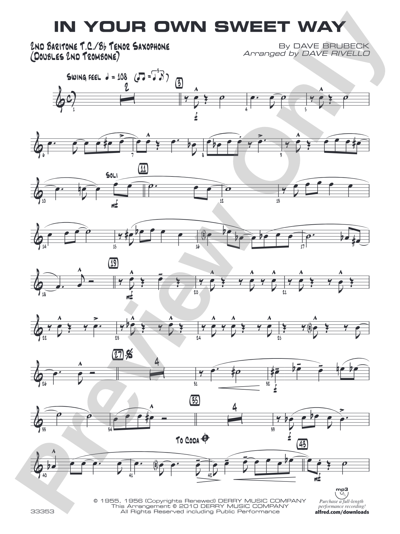 In Your Own Sweet Way: 2nd Baritone T.C.