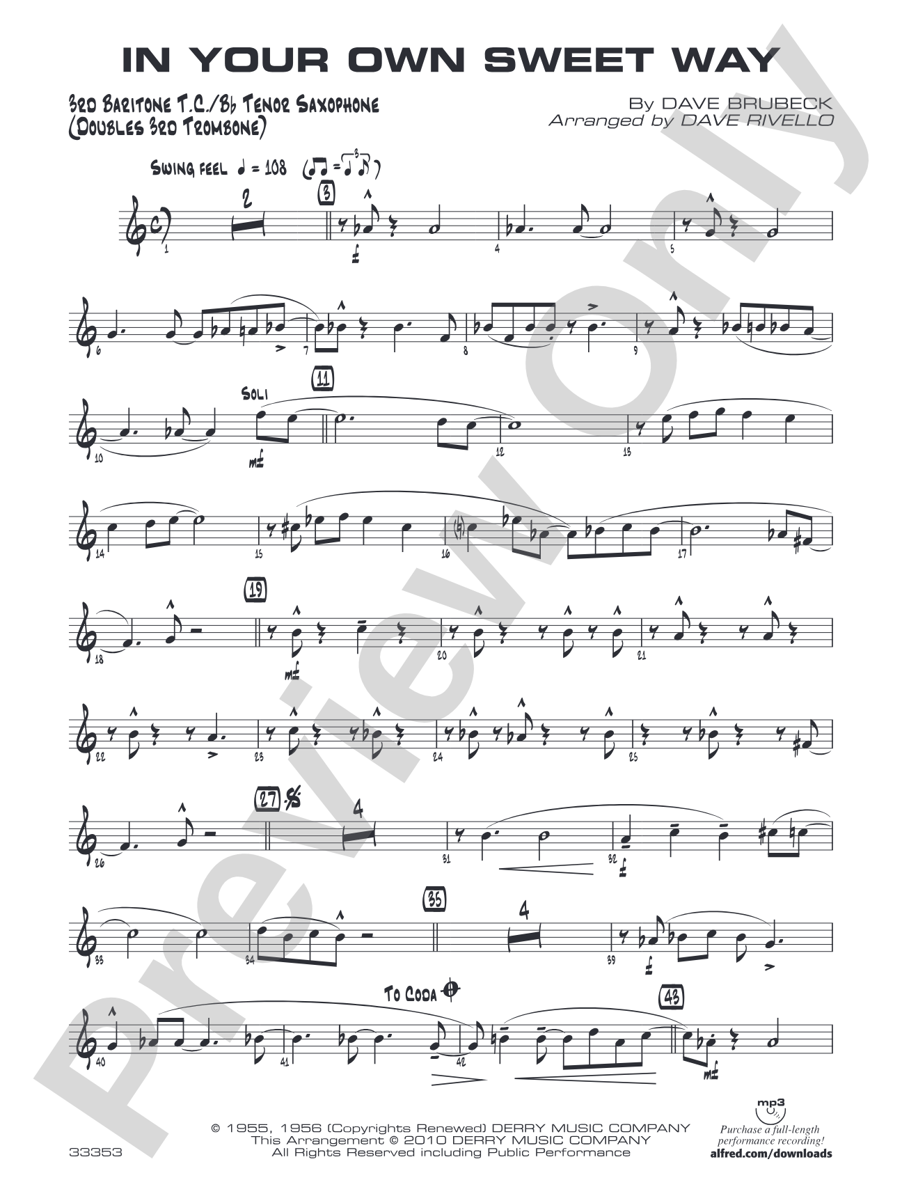 In Your Own Sweet Way: 3rd Baritone T.C.