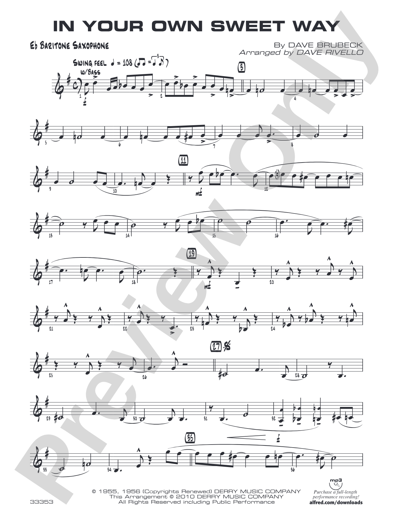 In Your Own Sweet Way: E-flat Baritone Saxophone