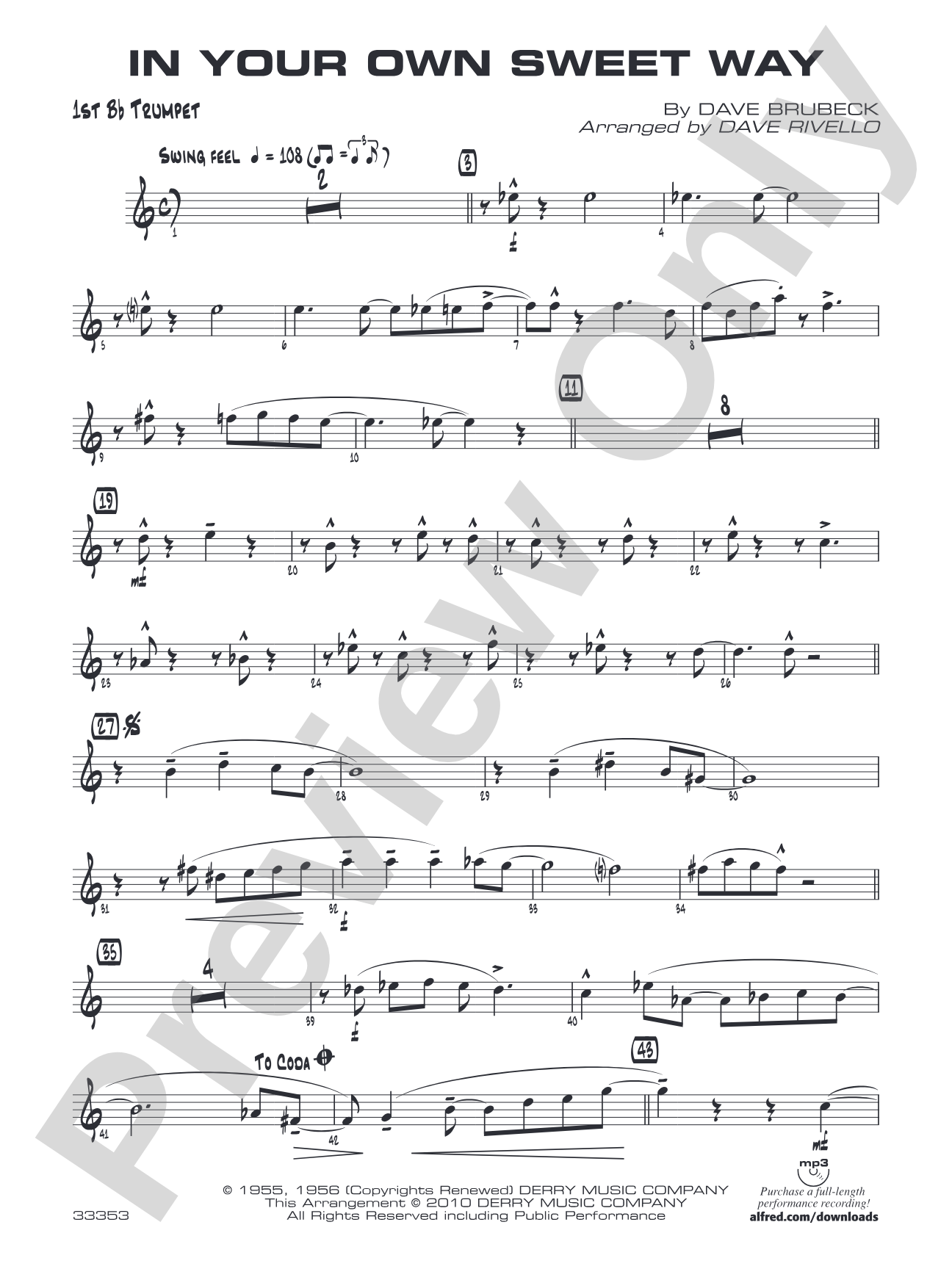 In Your Own Sweet Way: 1st B-flat Trumpet