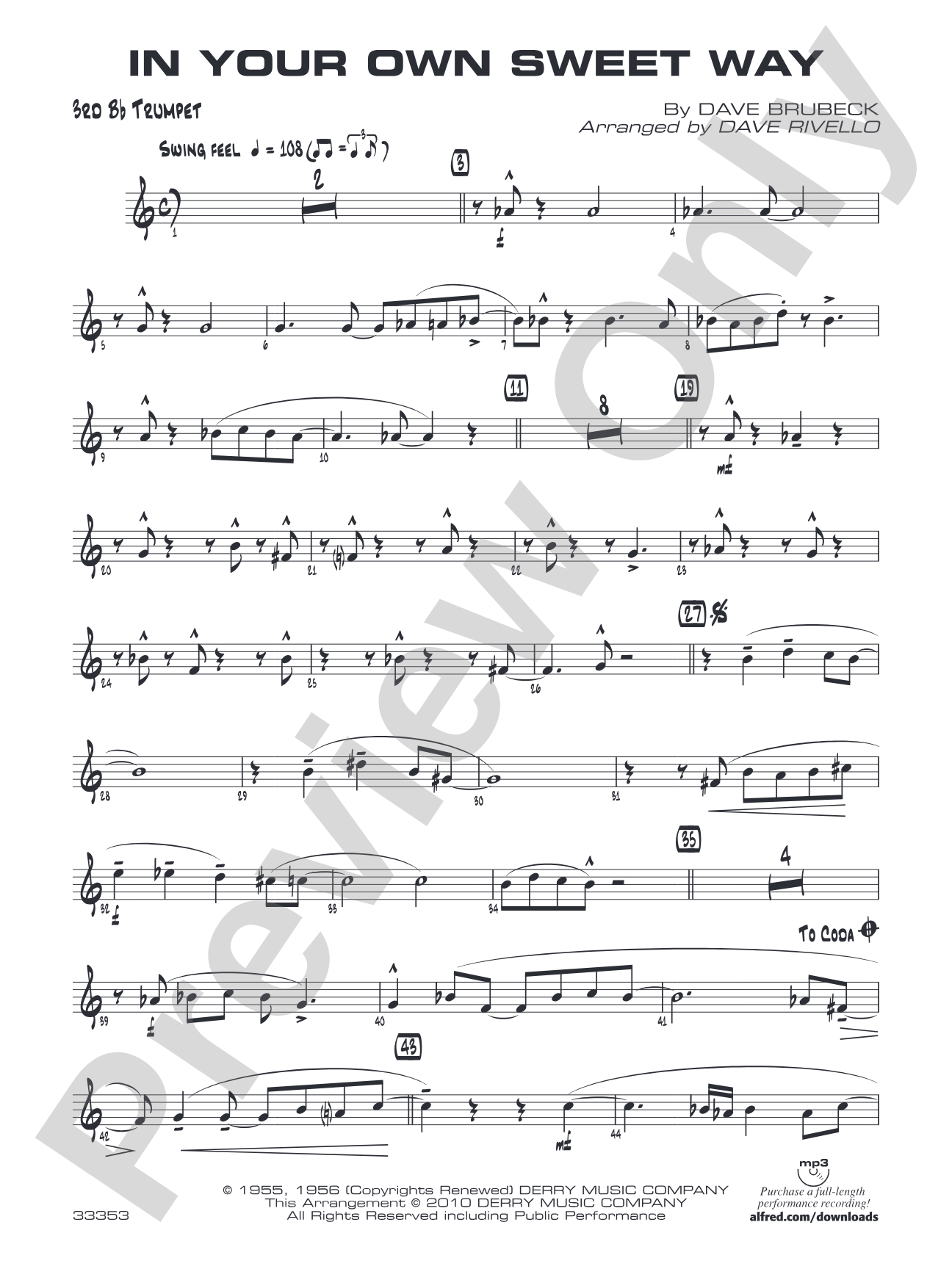 In Your Own Sweet Way: 3rd B-flat Trumpet