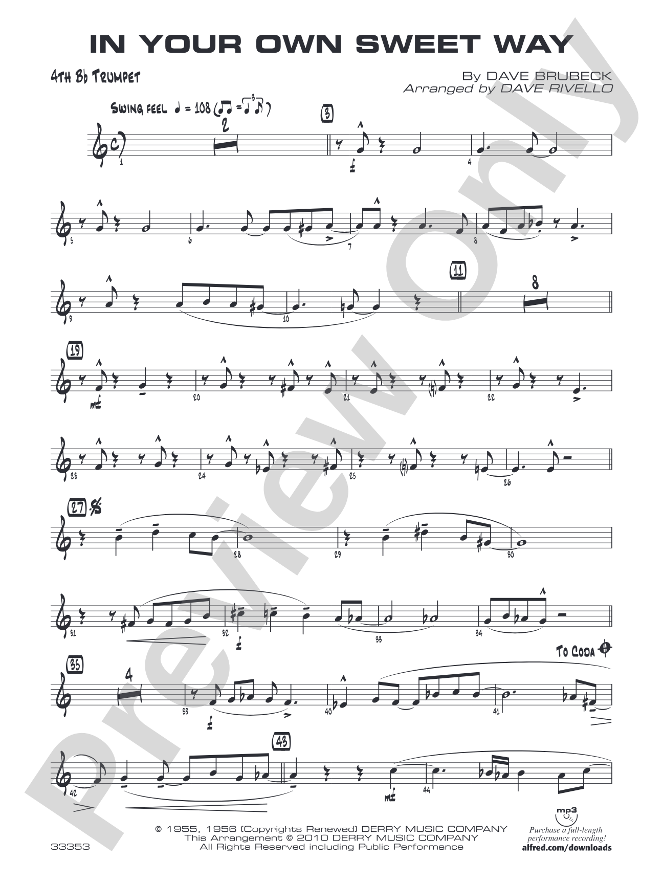 In Your Own Sweet Way: 4th B-flat Trumpet
