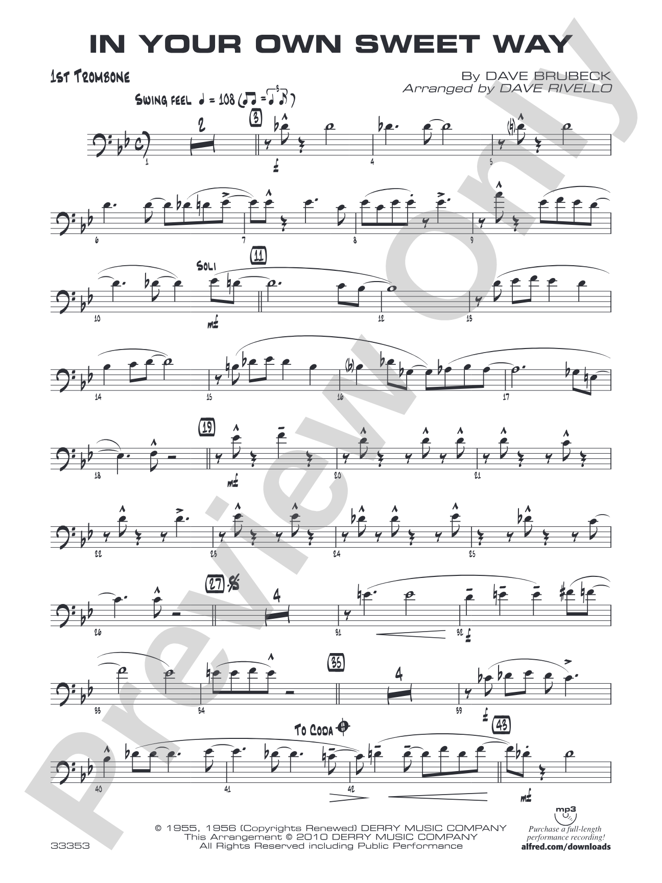 In Your Own Sweet Way: 1st Trombone