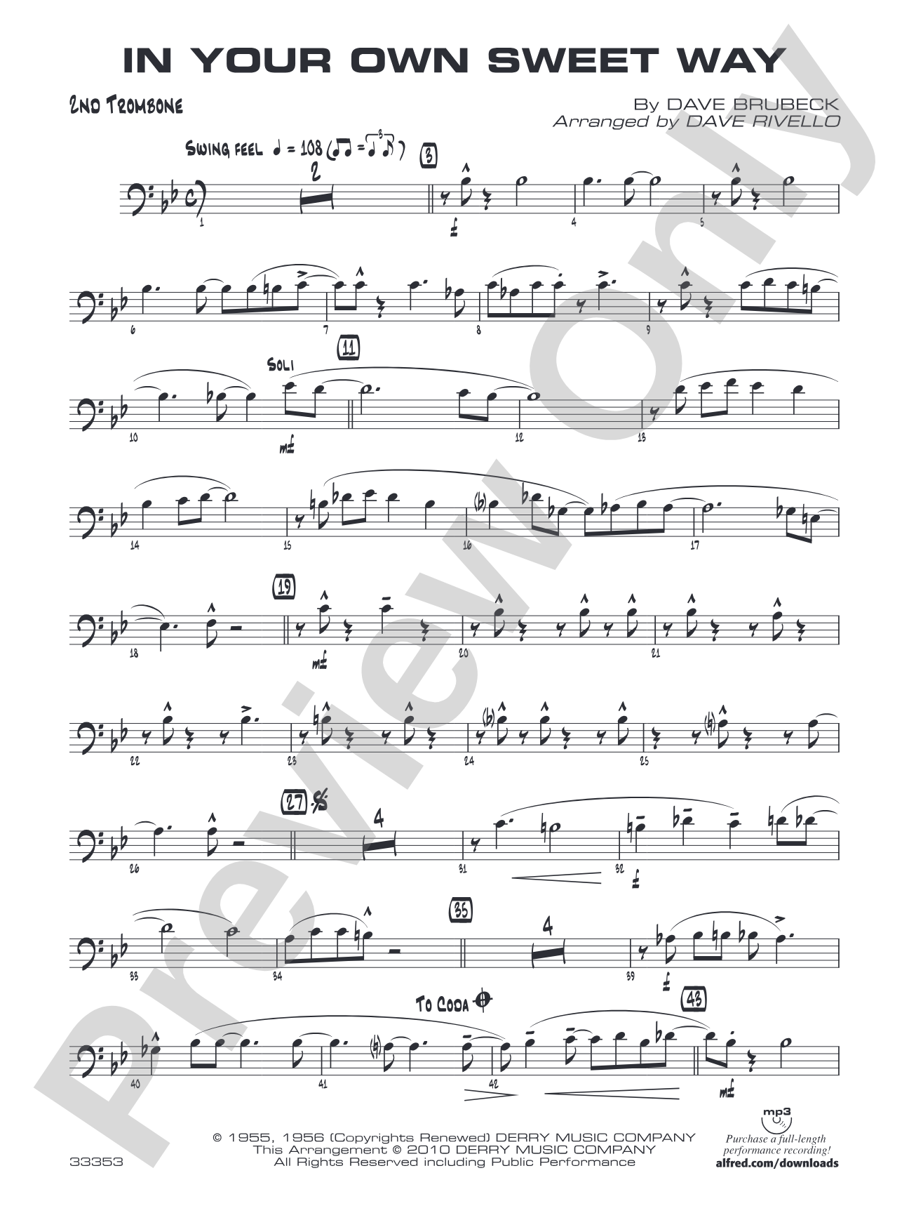 In Your Own Sweet Way: 2nd Trombone