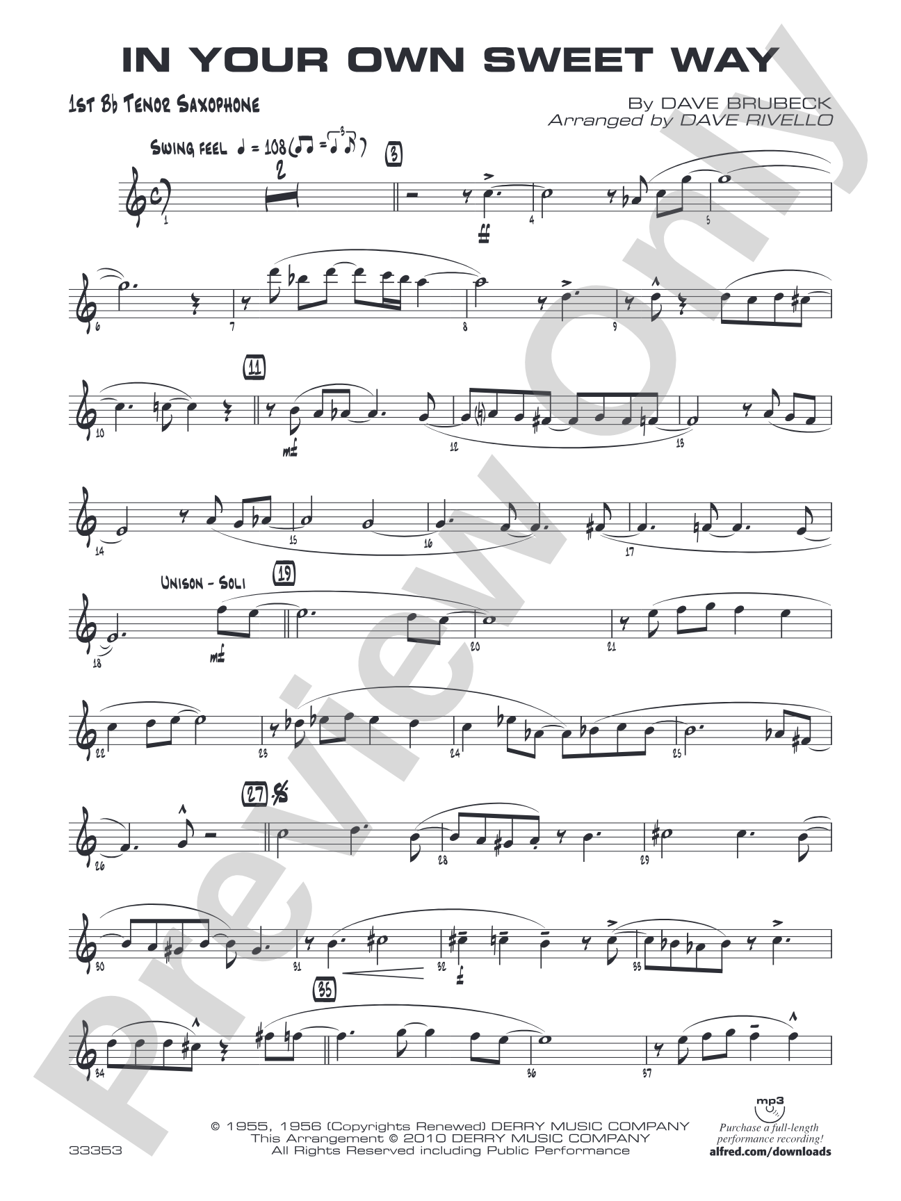 In Your Own Sweet Way: B-flat Tenor Saxophone