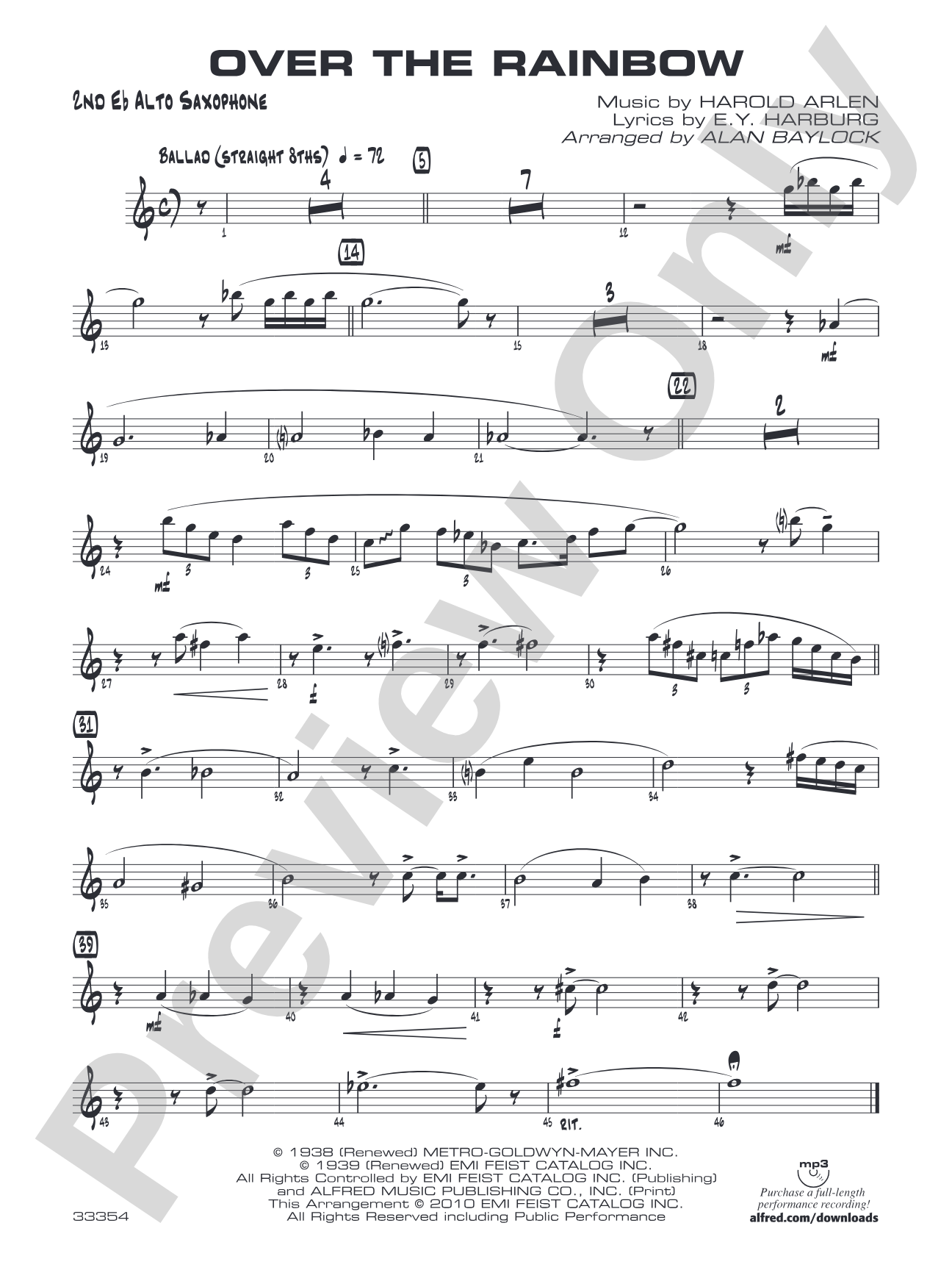 Over the Rainbow: 2nd E-flat Alto Saxophone