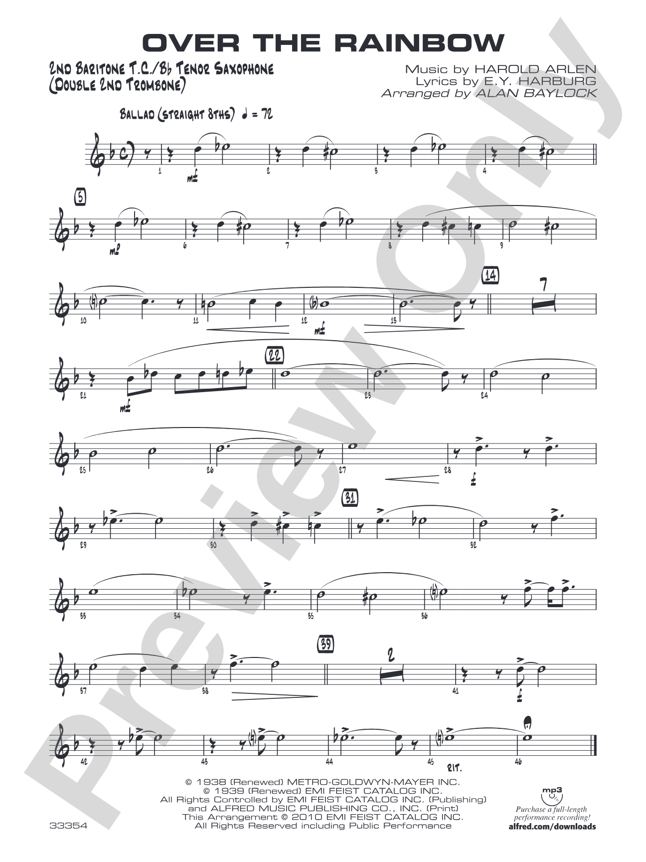 Over the Rainbow: 2nd Baritone T.C.