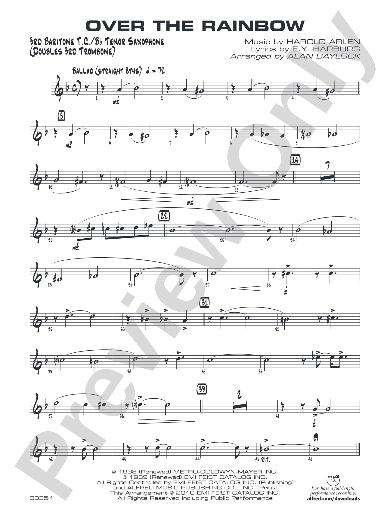 Over the Rainbow: 3rd Baritone T.C.