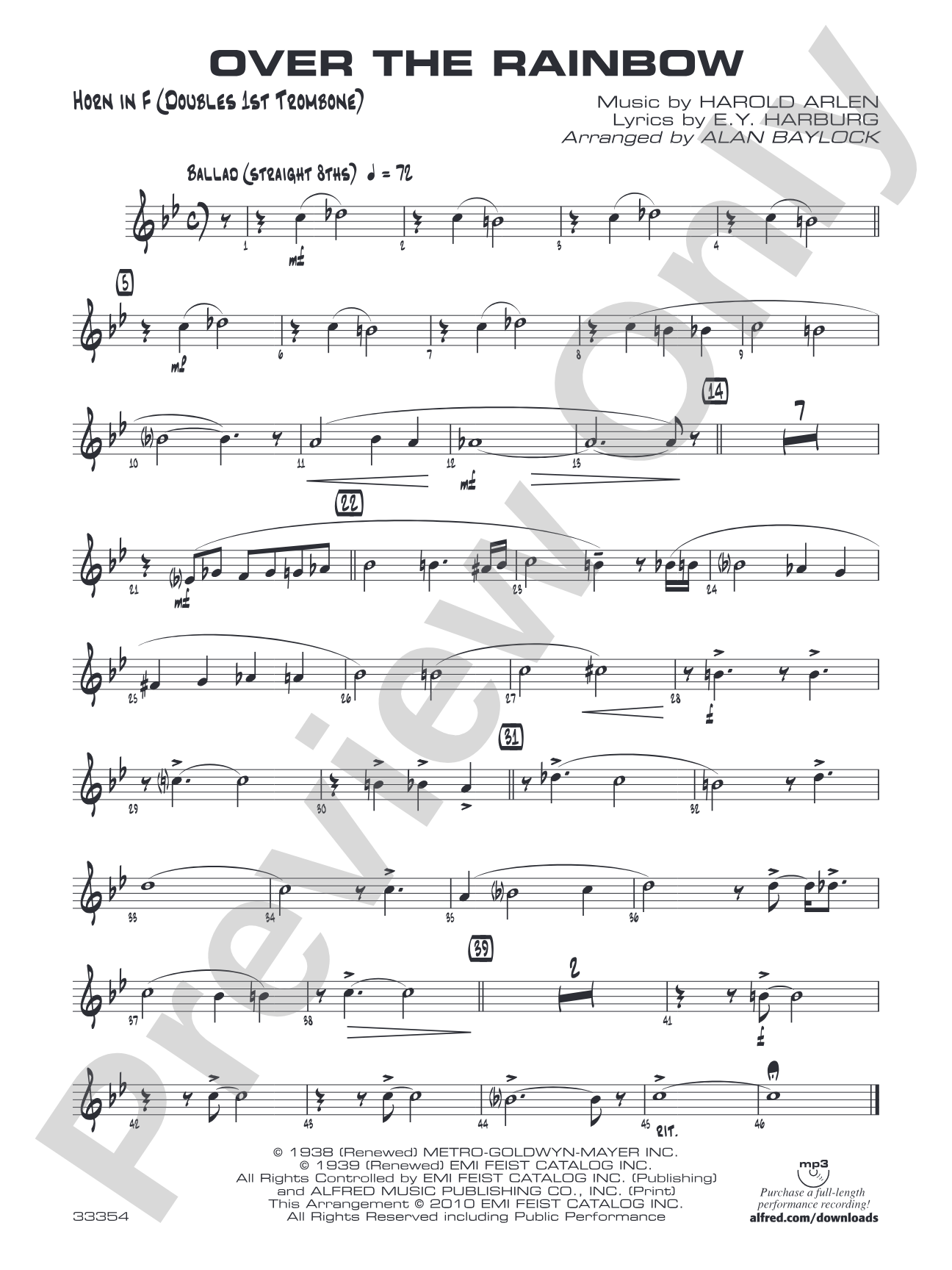 Over the Rainbow: 1st F Horn