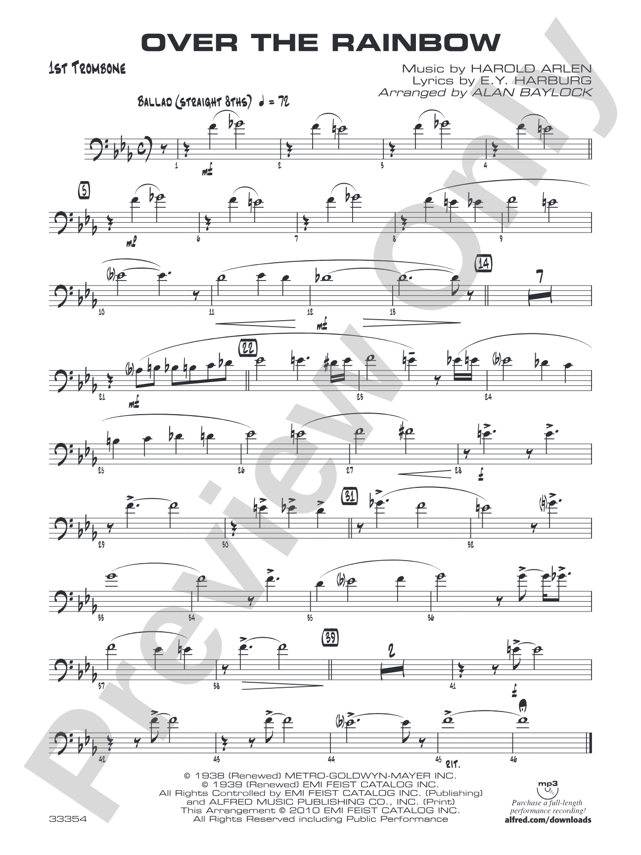 Over the Rainbow: 1st Trombone