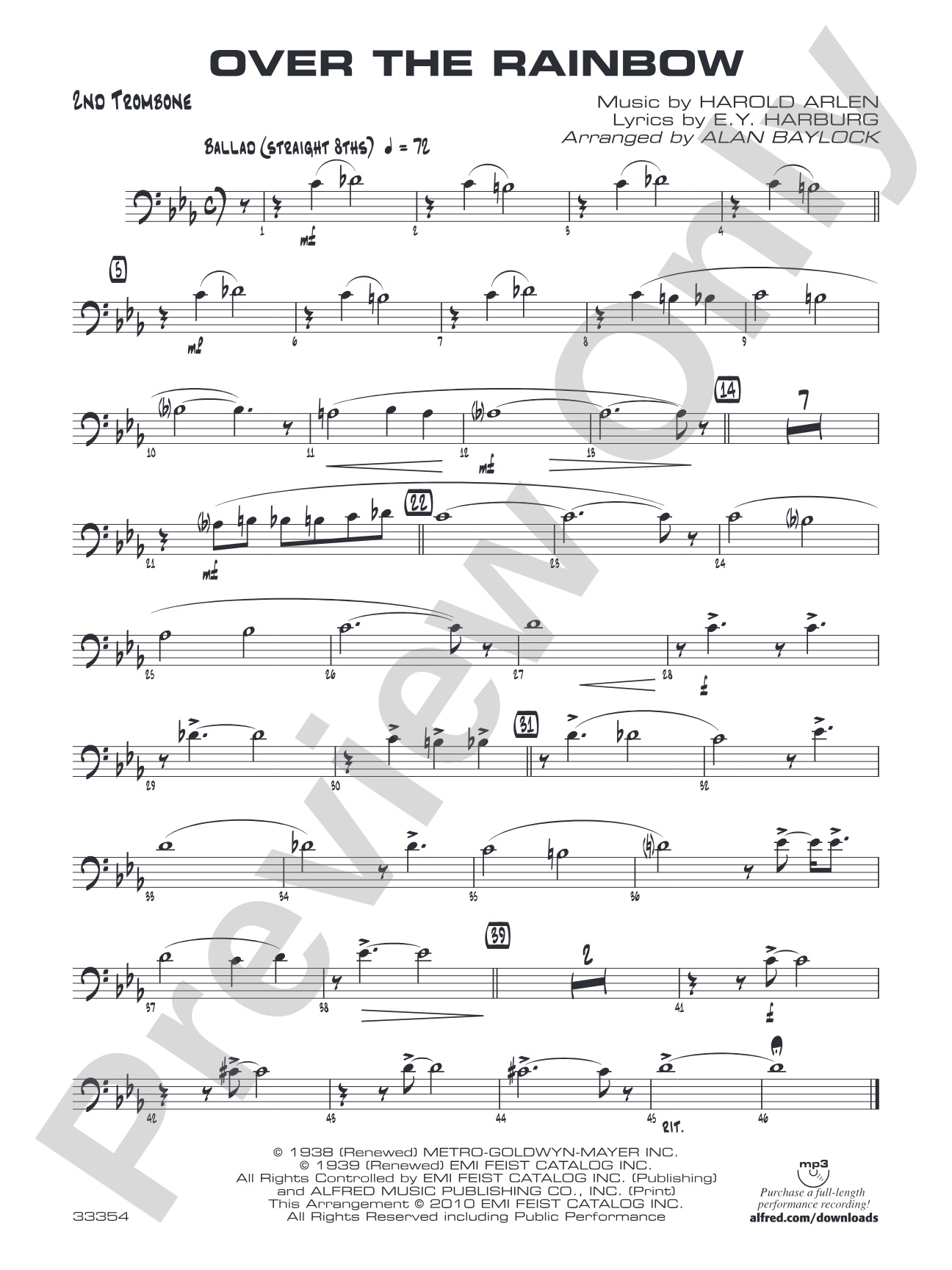 Over the Rainbow: 2nd Trombone