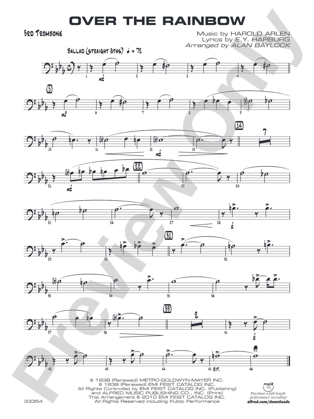 Over the Rainbow: 3rd Trombone