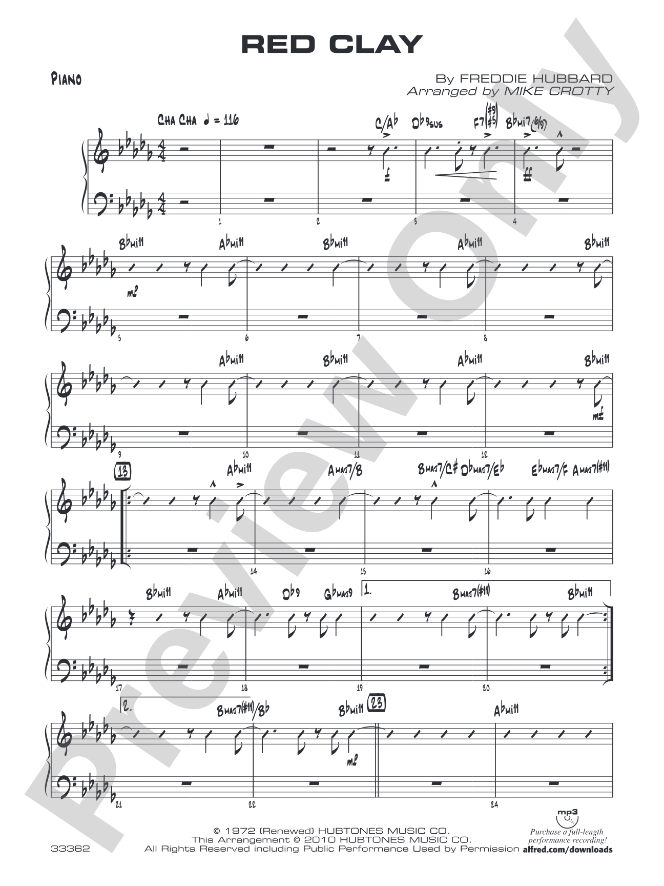 Red Clay: Piano Accompaniment