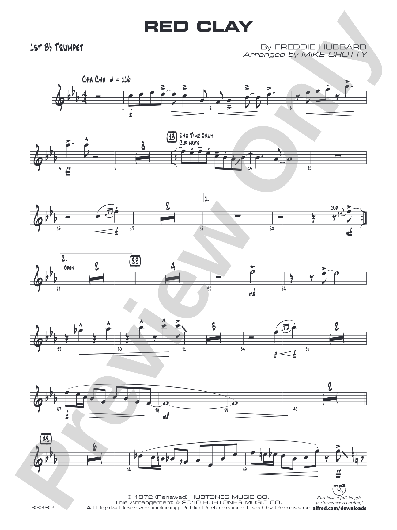 Red Clay: 1st B-flat Trumpet