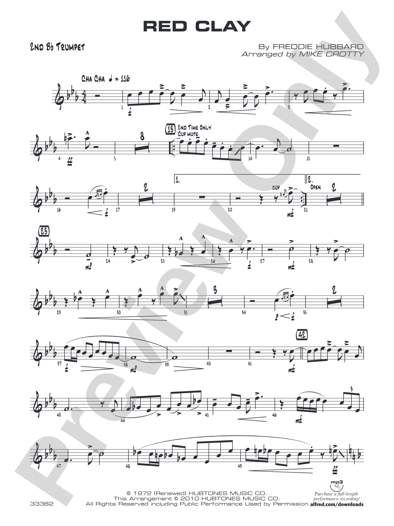 Red Clay: 2nd B-flat Trumpet