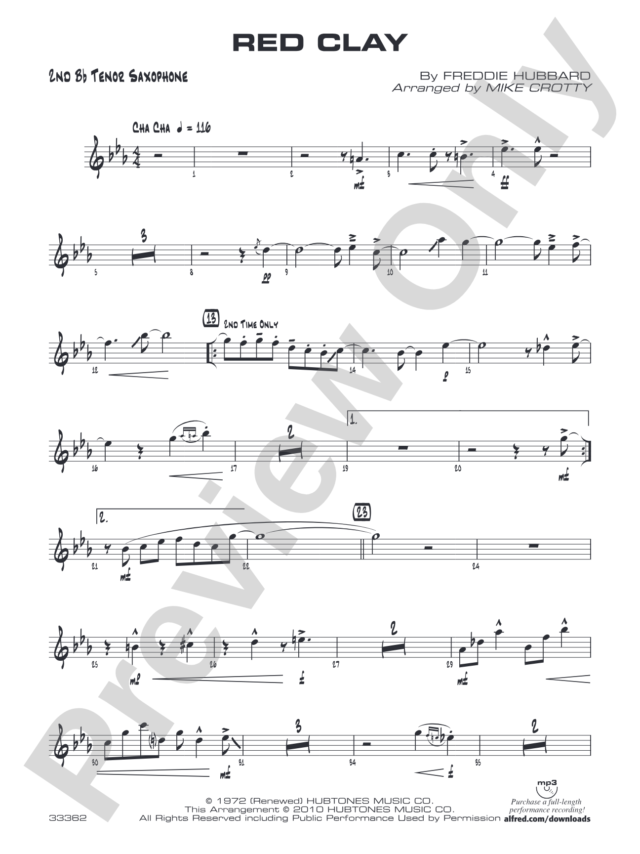 Red Clay: 2nd B-flat Tenor Saxophone
