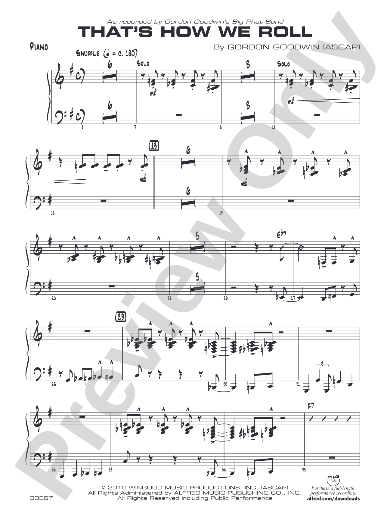 That's How We Roll: Piano Accompaniment