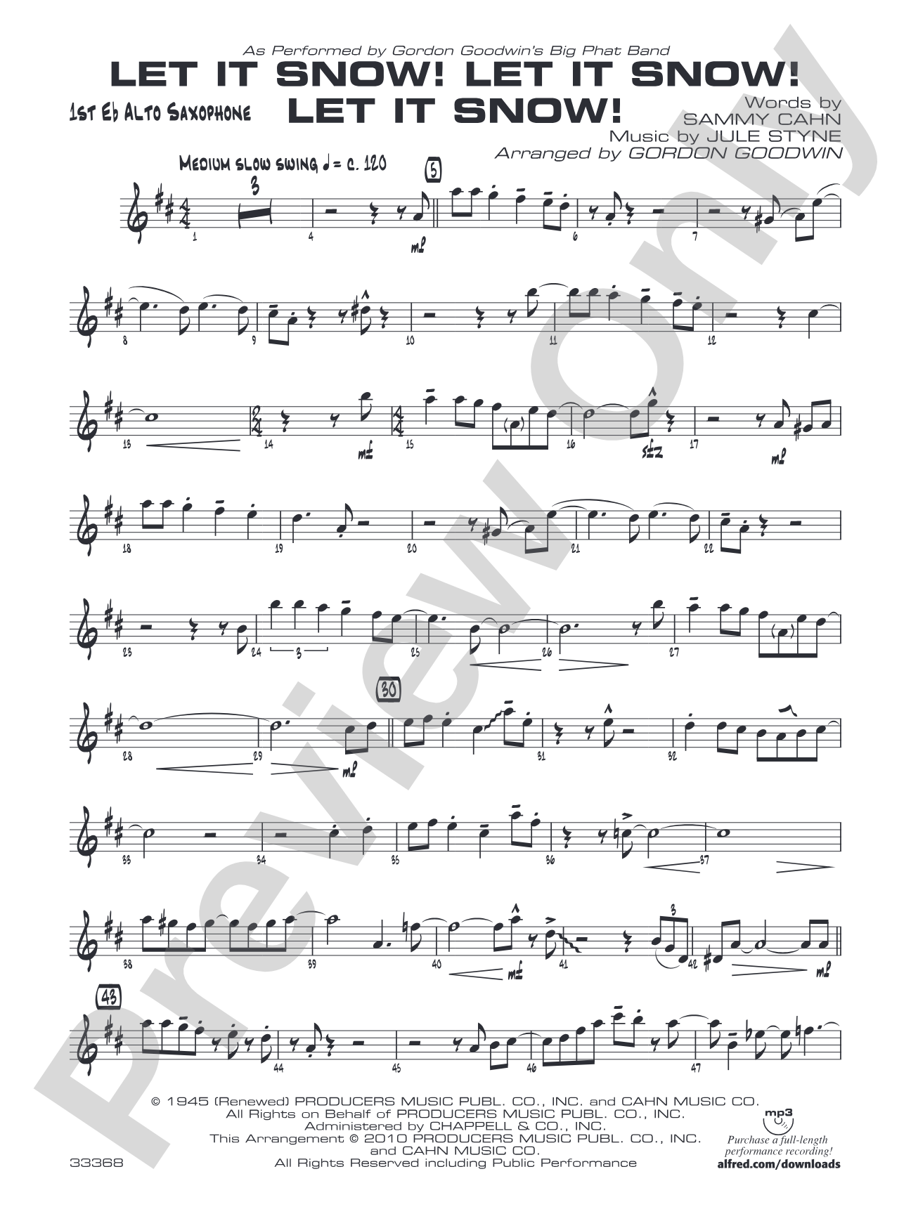 Let It Snow! Let It Snow! Let It Snow!: E-flat Alto Saxophone