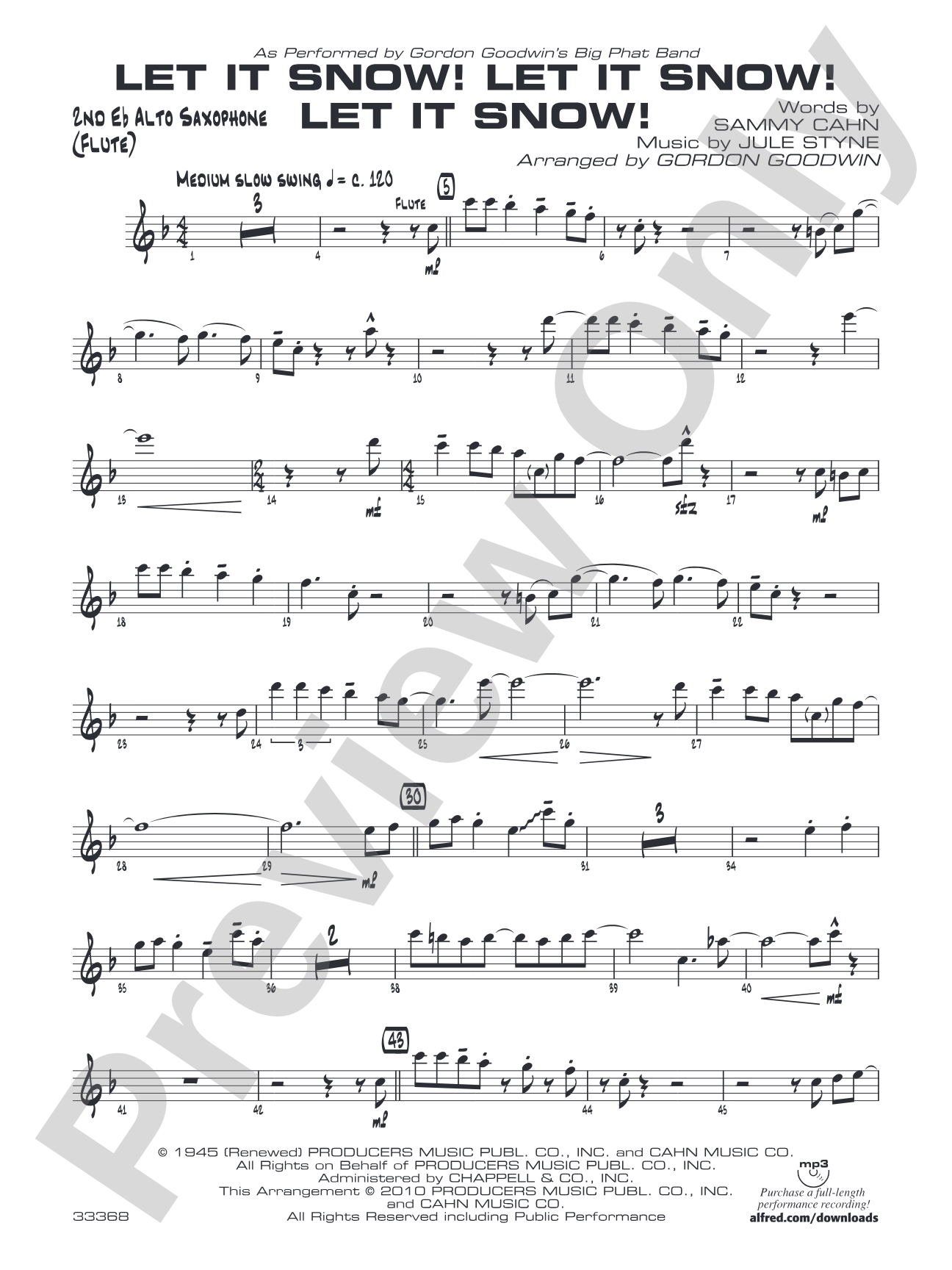 Let It Snow! Let It Snow! Let It Snow!: 2nd E-flat Alto Saxophone