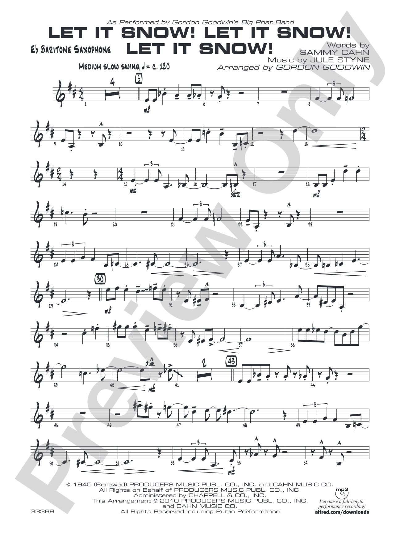 Let It Snow! Let It Snow! Let It Snow!: E-flat Baritone Saxophone