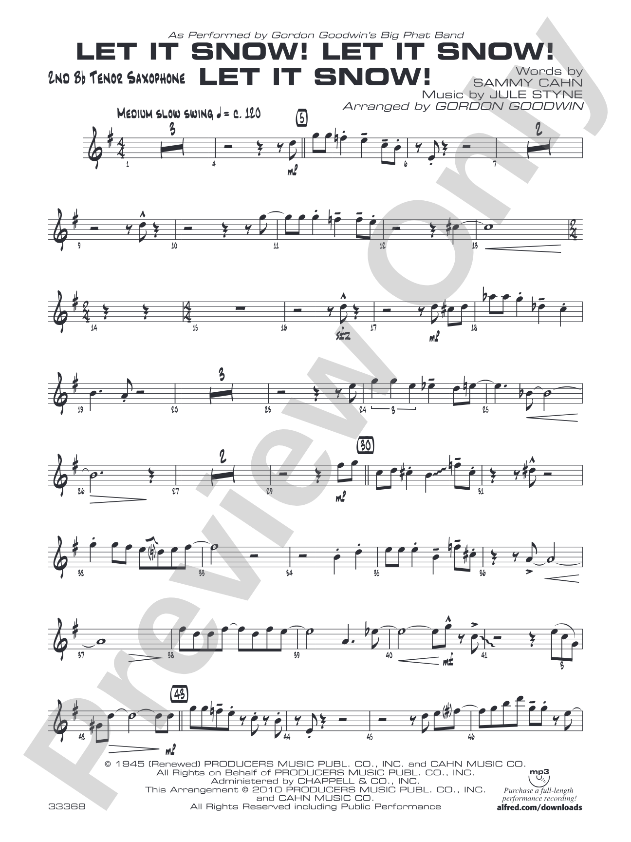 Let It Snow! Let It Snow! Let It Snow!: 2nd B-flat Tenor Saxophone