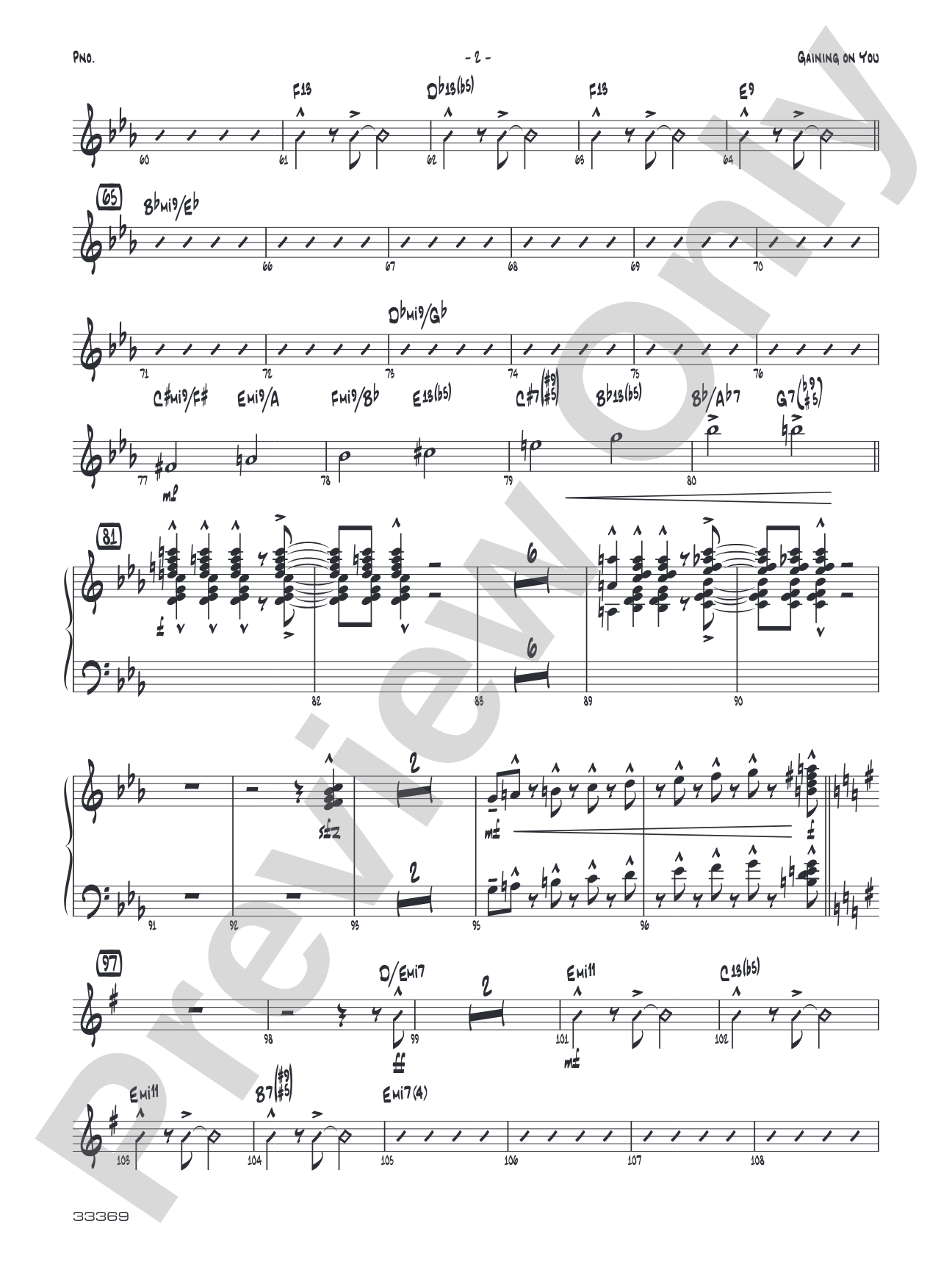 Gaining On You: Piano Accompaniment