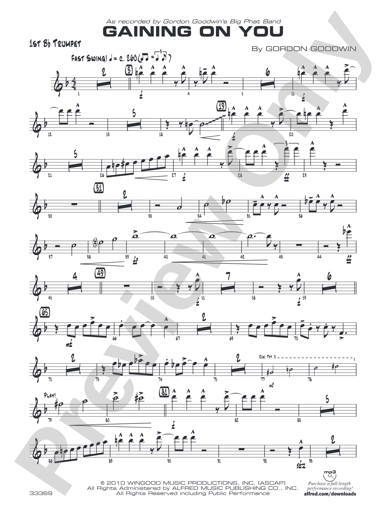 Gaining On You: 1st B-flat Trumpet