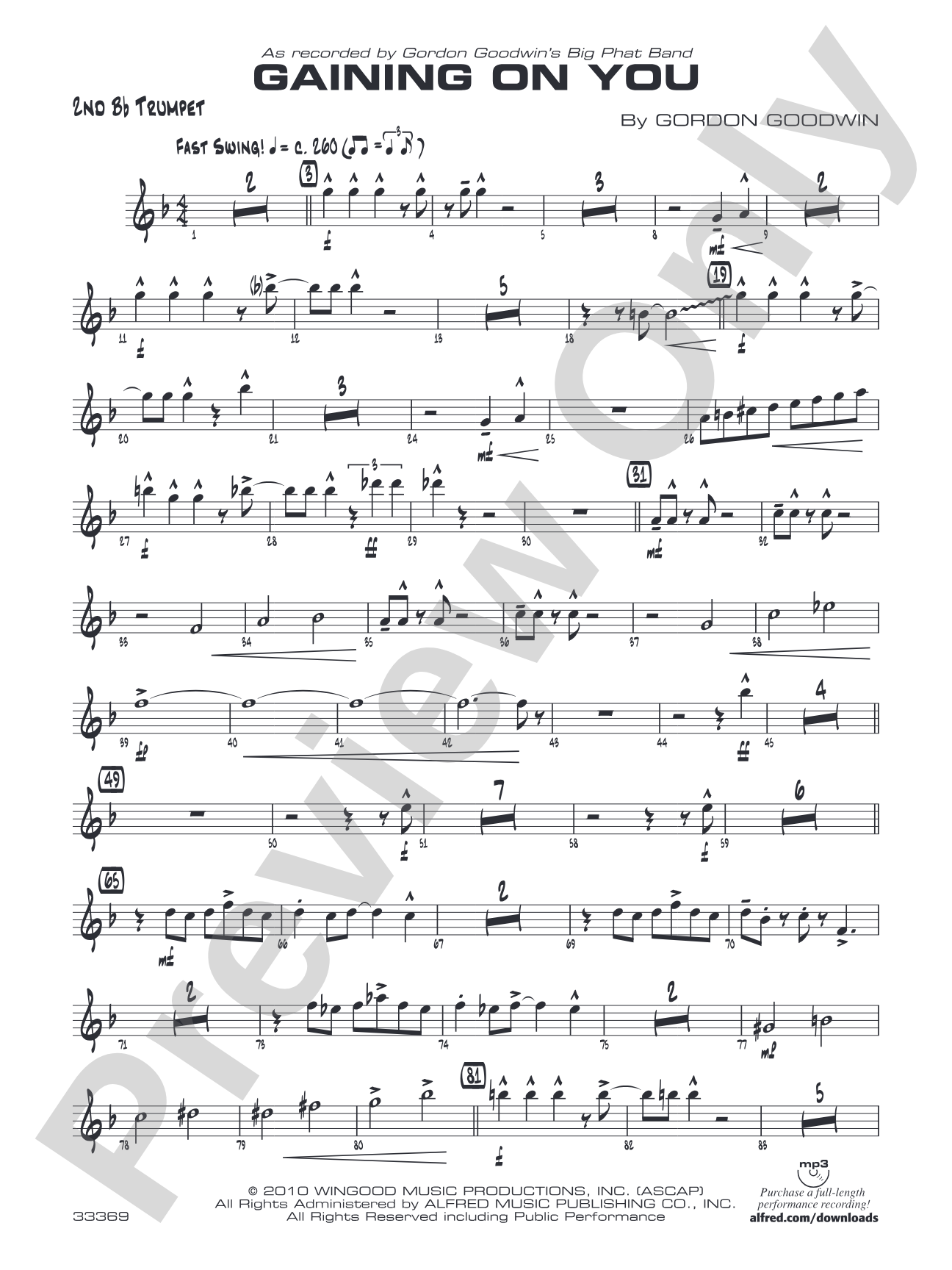 Gaining On You: 2nd B-flat Trumpet