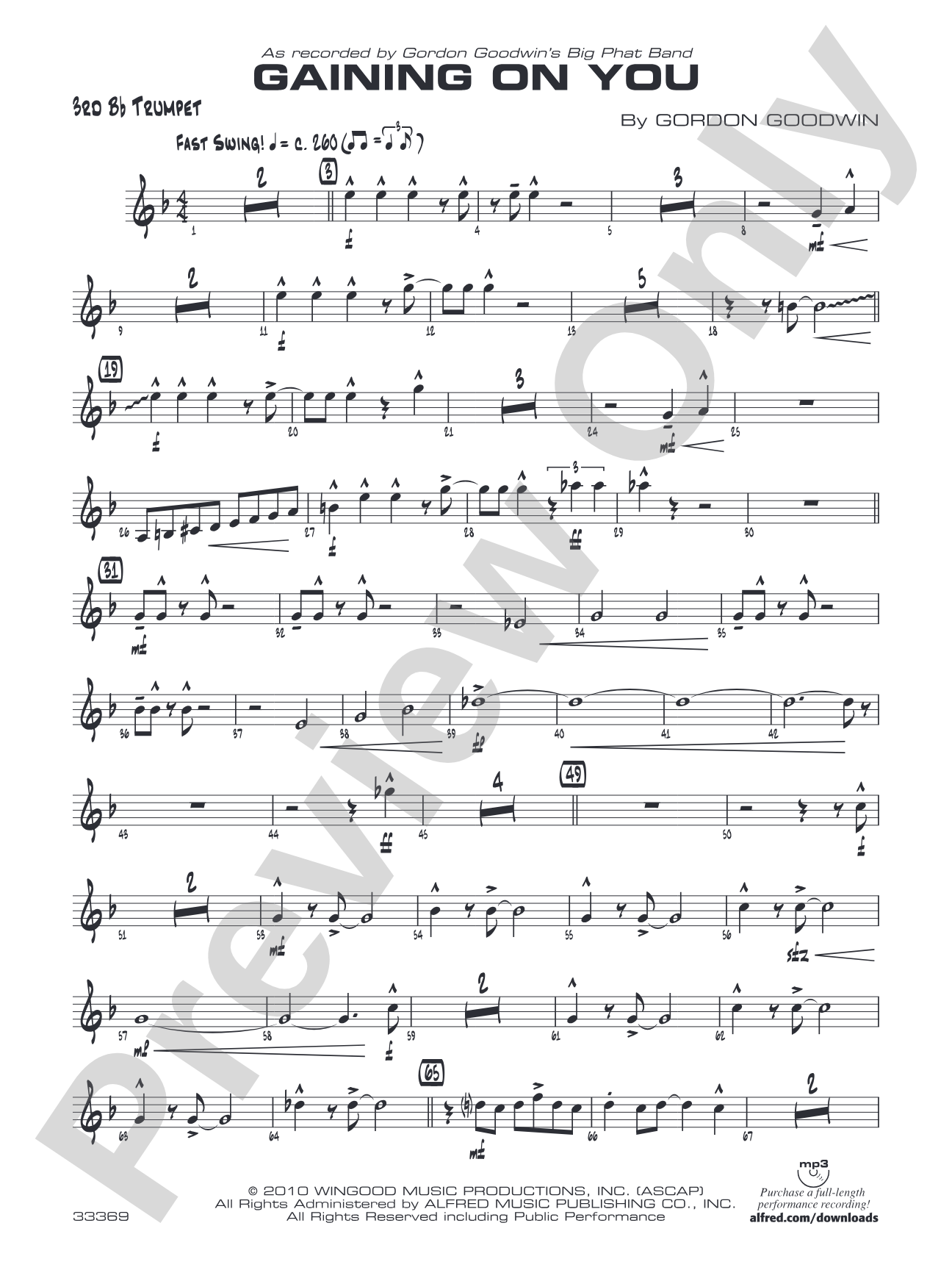 Gaining On You: 3rd B-flat Trumpet