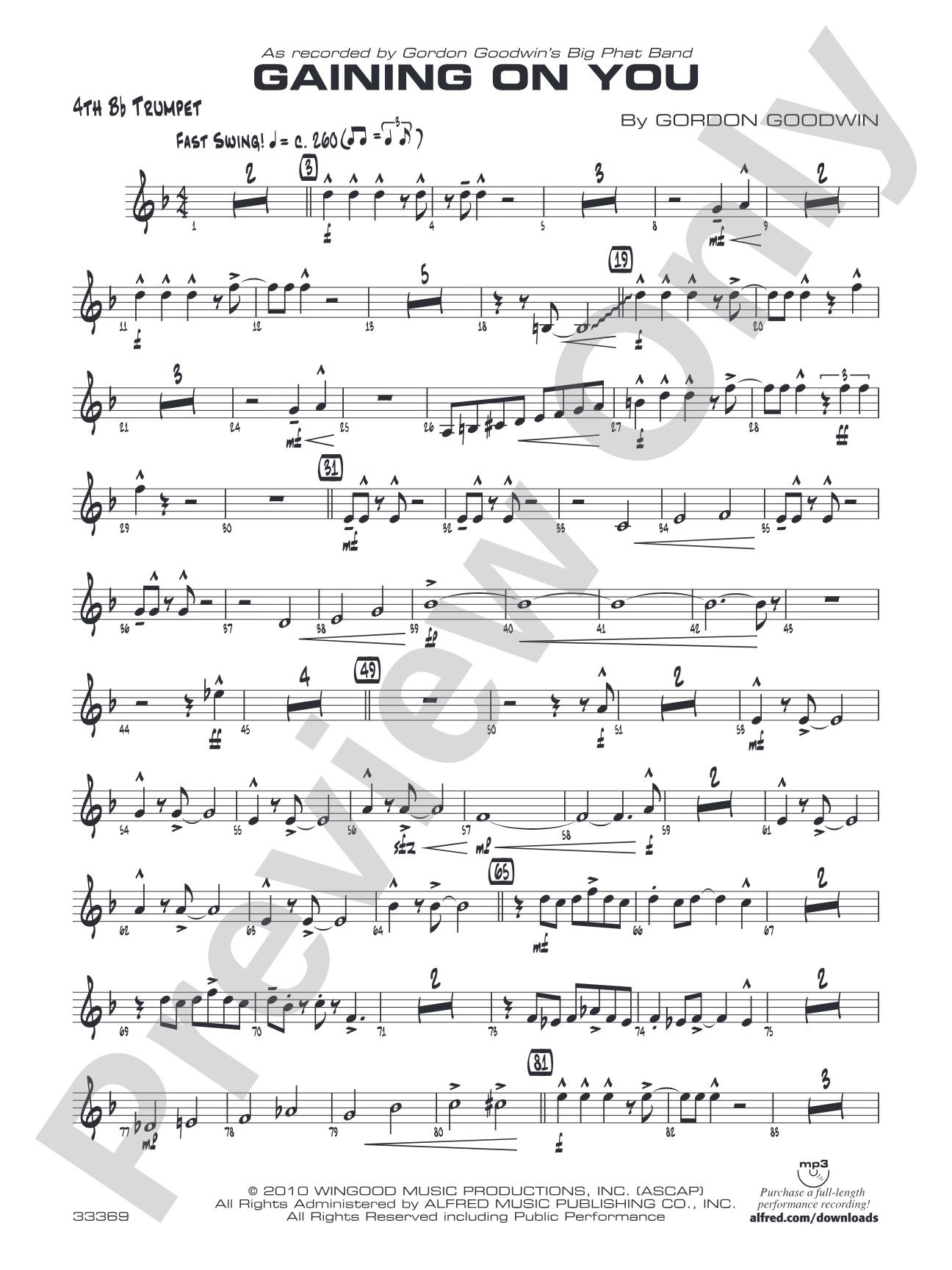 Gaining On You: 4th B-flat Trumpet