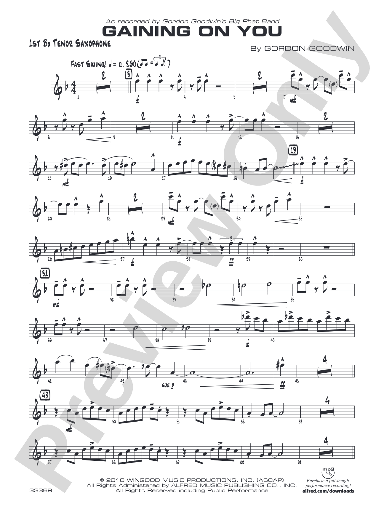 Gaining On You: B-flat Tenor Saxophone