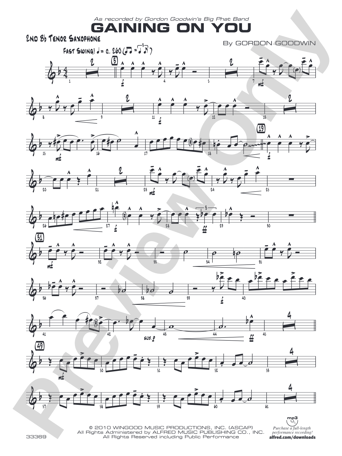 Gaining On You: 2nd B-flat Tenor Saxophone
