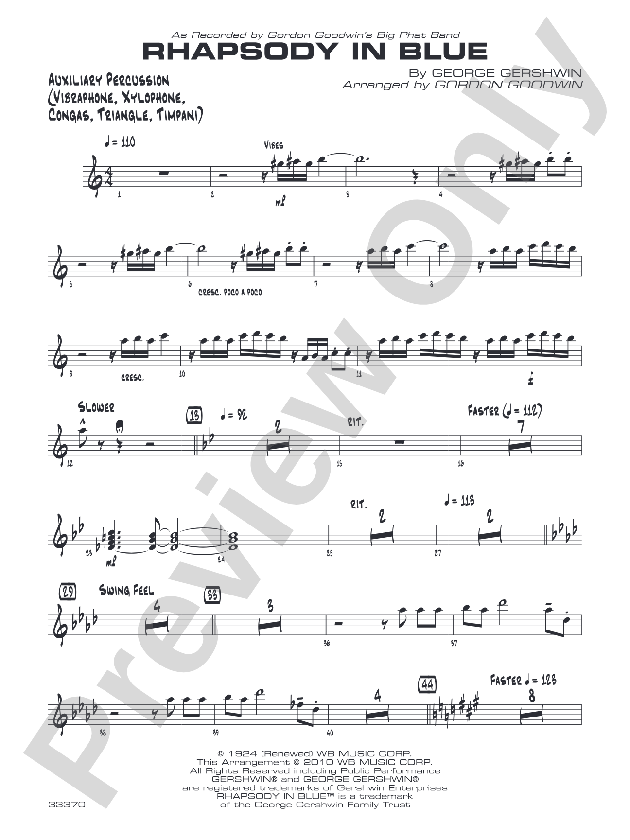 Rhapsody in Blue: Auxiliary Percussion