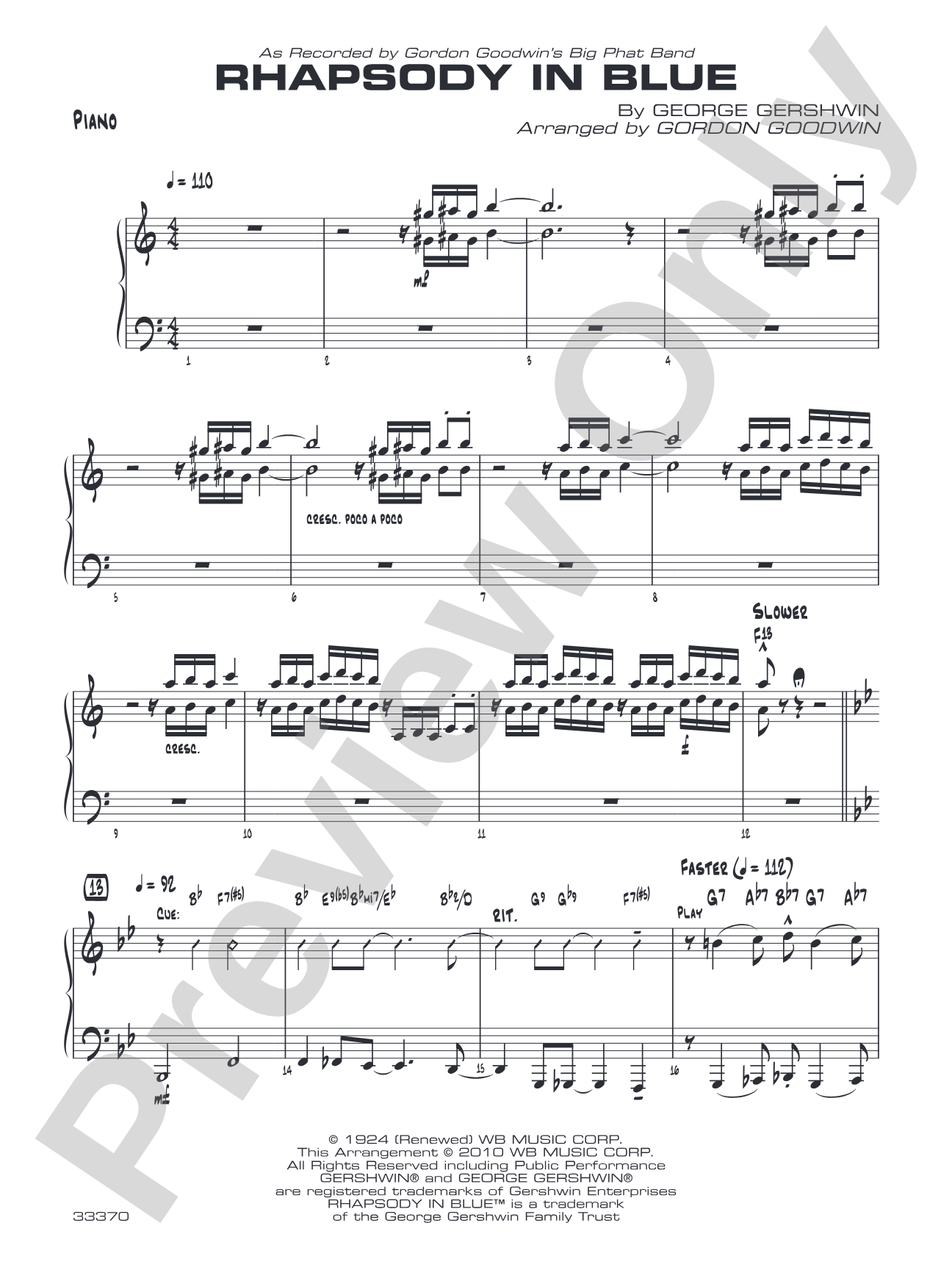 Rhapsody in Blue: Piano Accompaniment