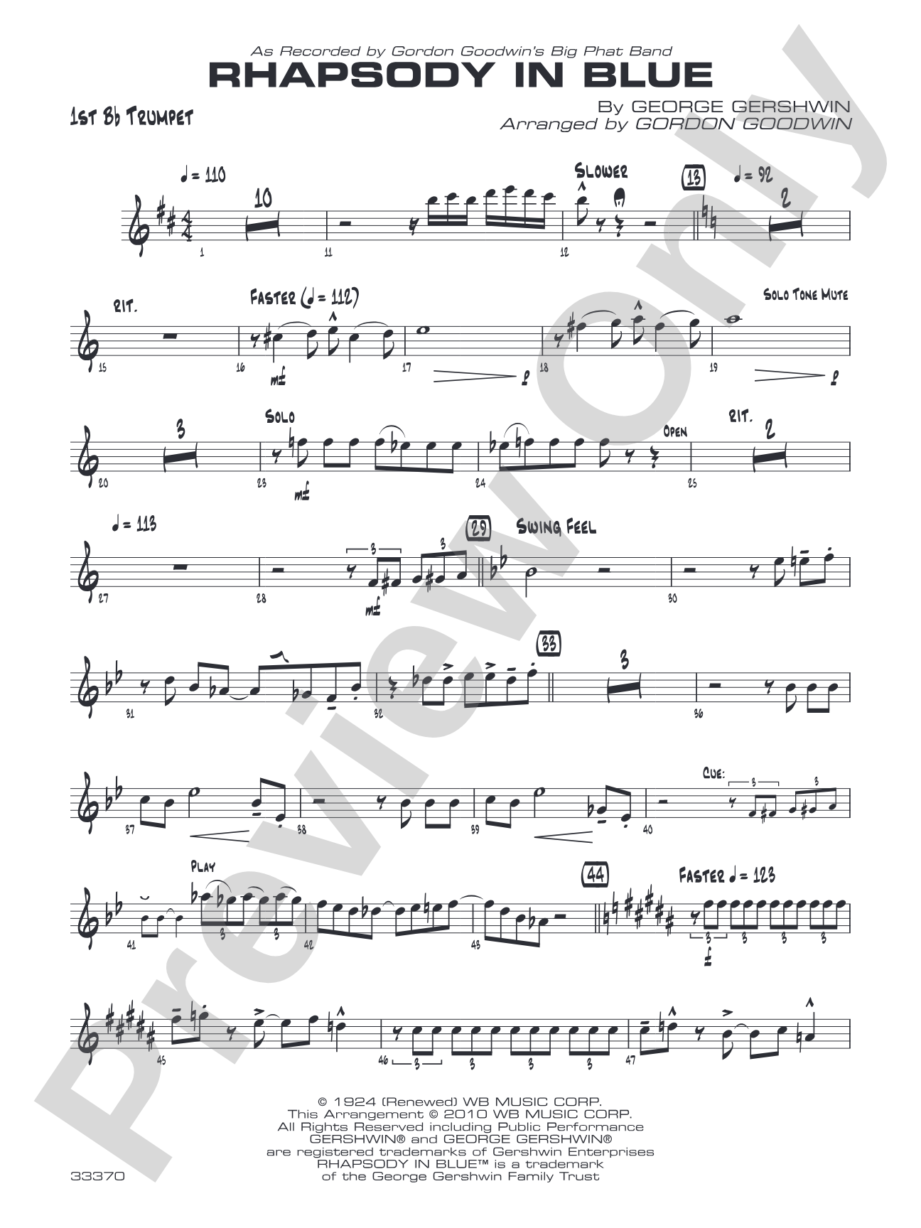 Rhapsody in Blue: 1st B-flat Trumpet