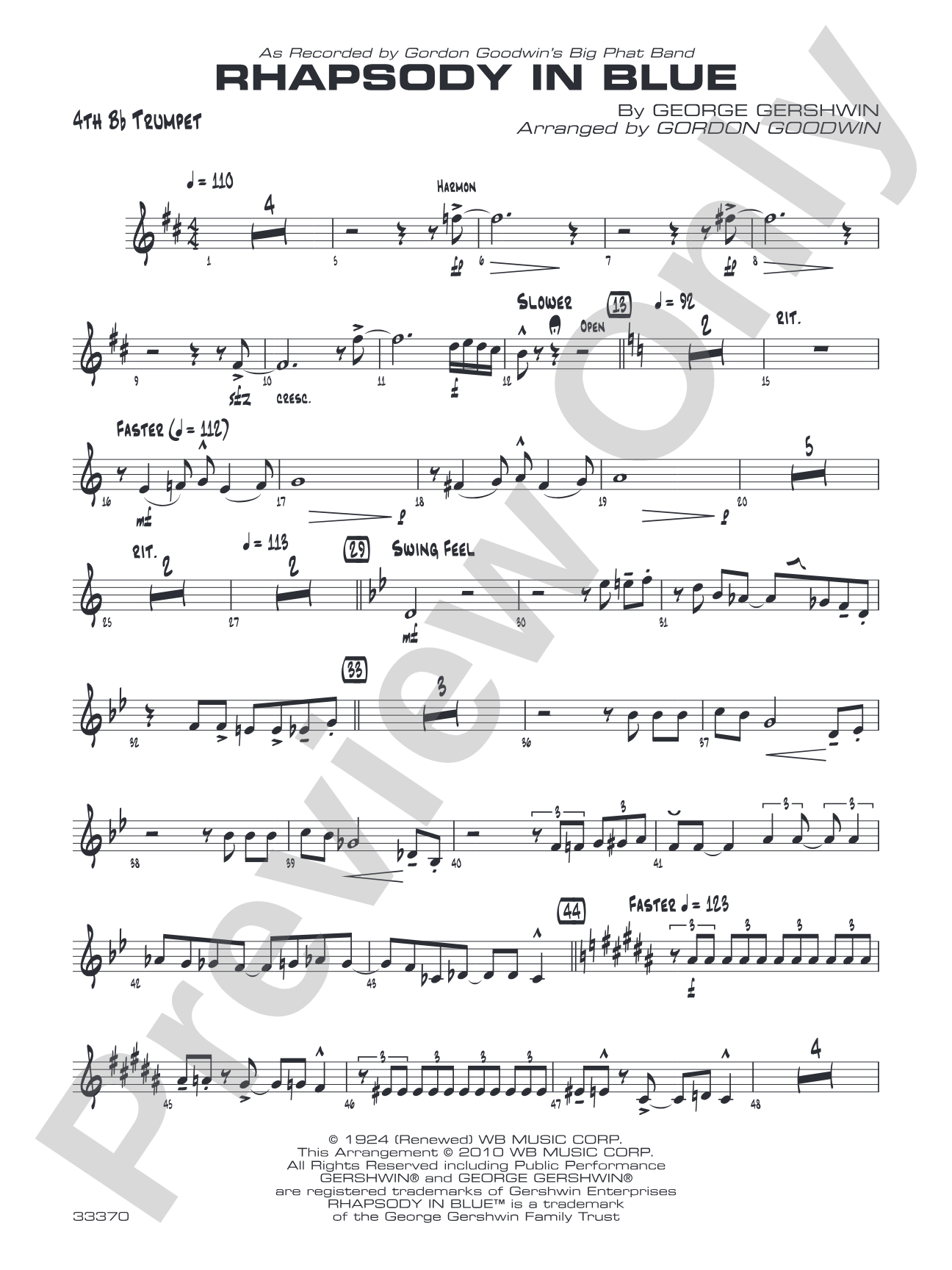 Rhapsody in Blue: 4th B-flat Trumpet