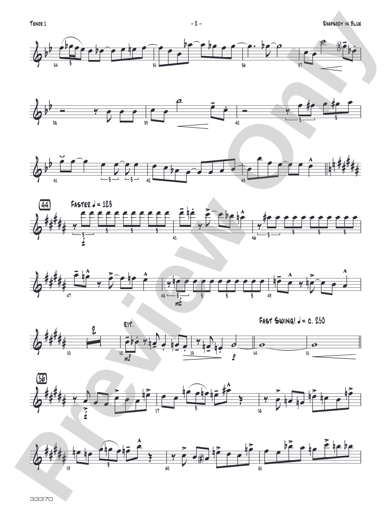 Rhapsody in Blue: B-flat Tenor Saxophone