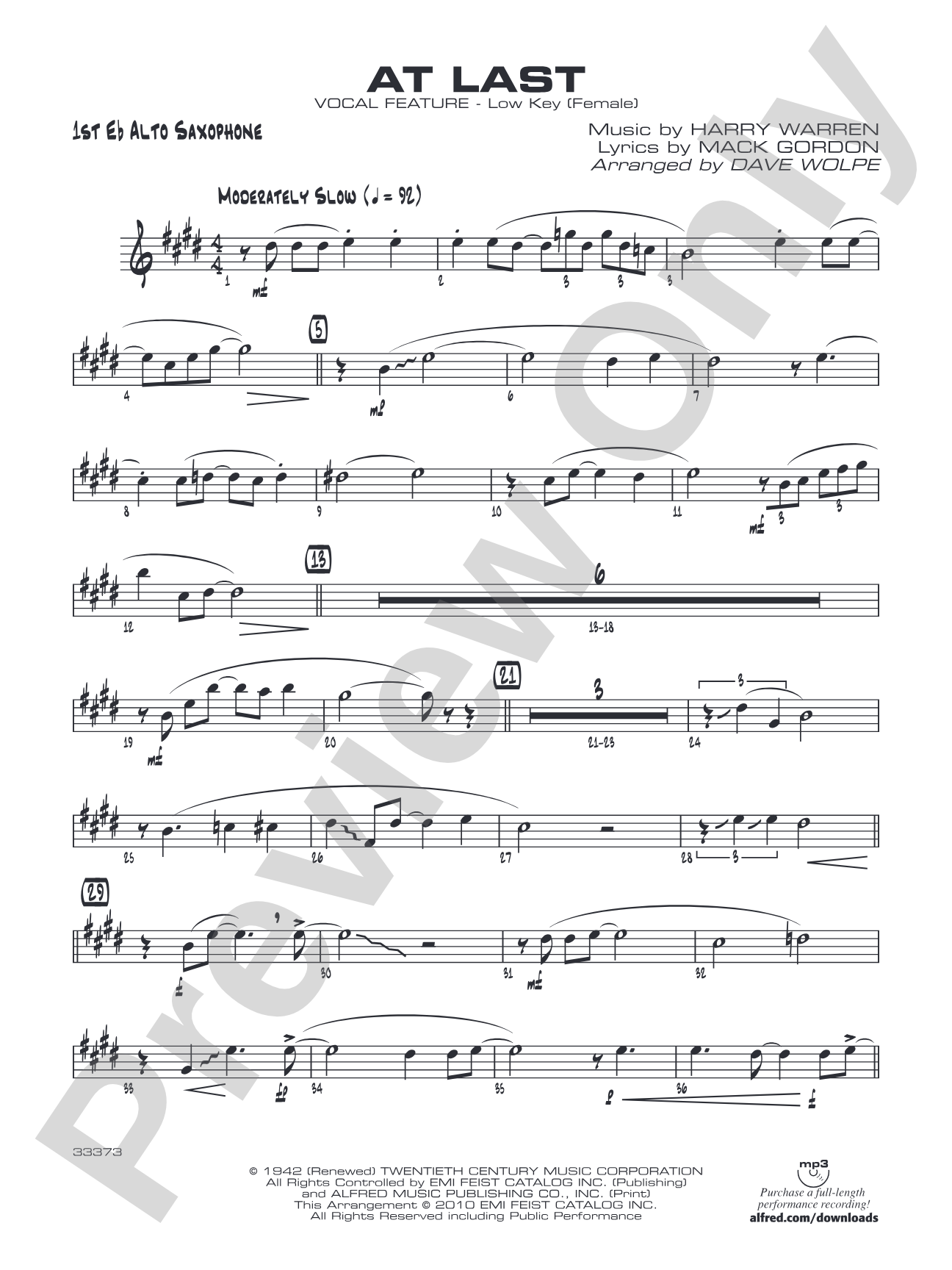 At Last: E-flat Alto Saxophone