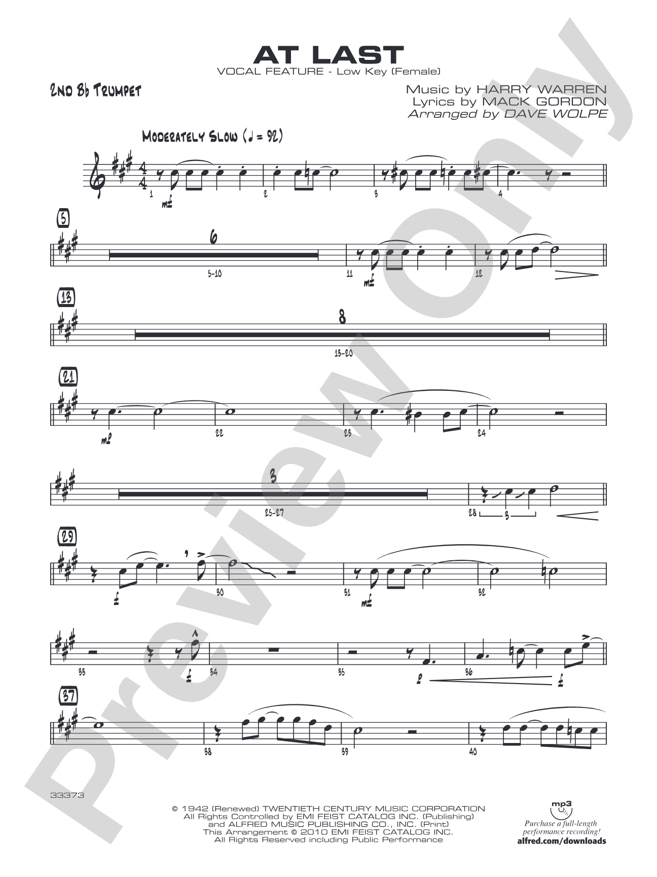 At Last: 2nd B-flat Trumpet