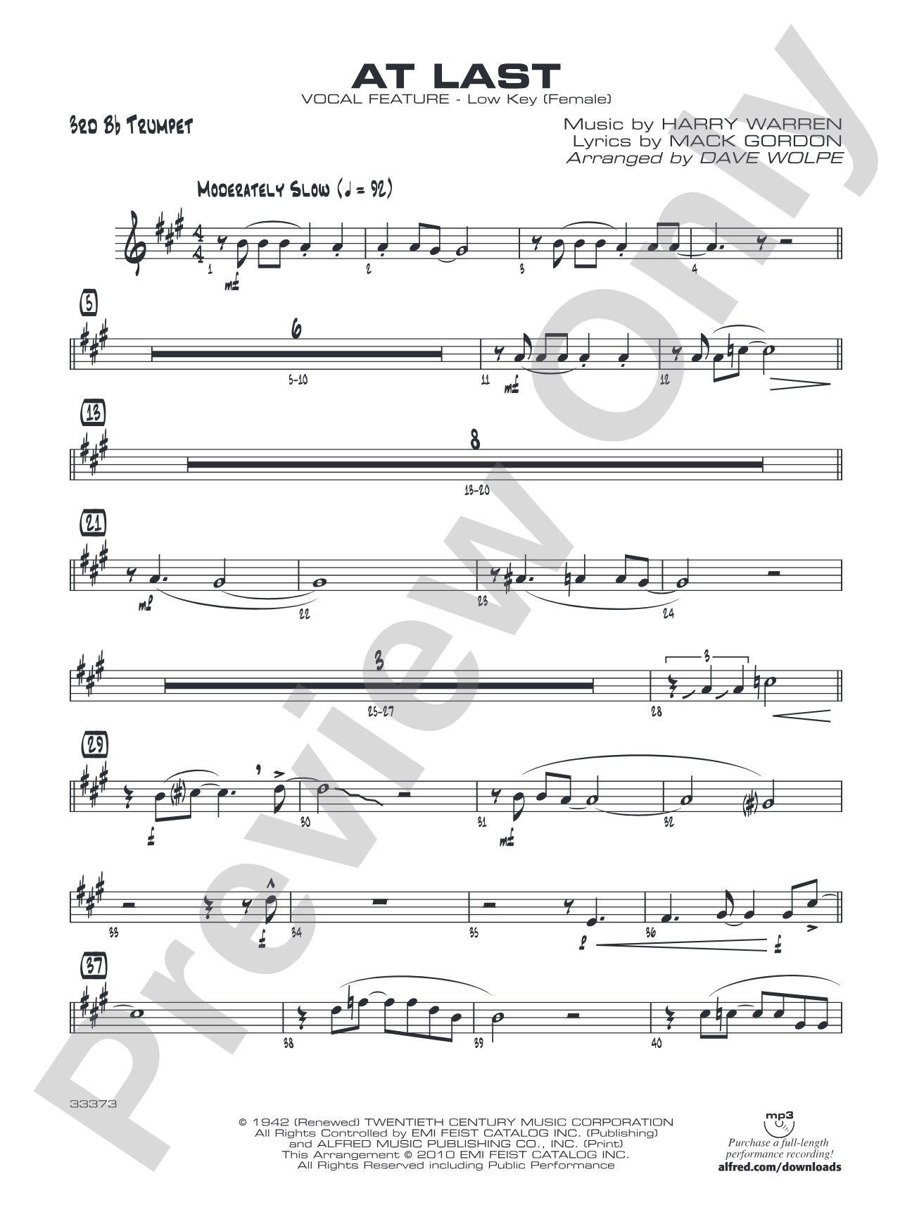 At Last: 3rd B-flat Trumpet