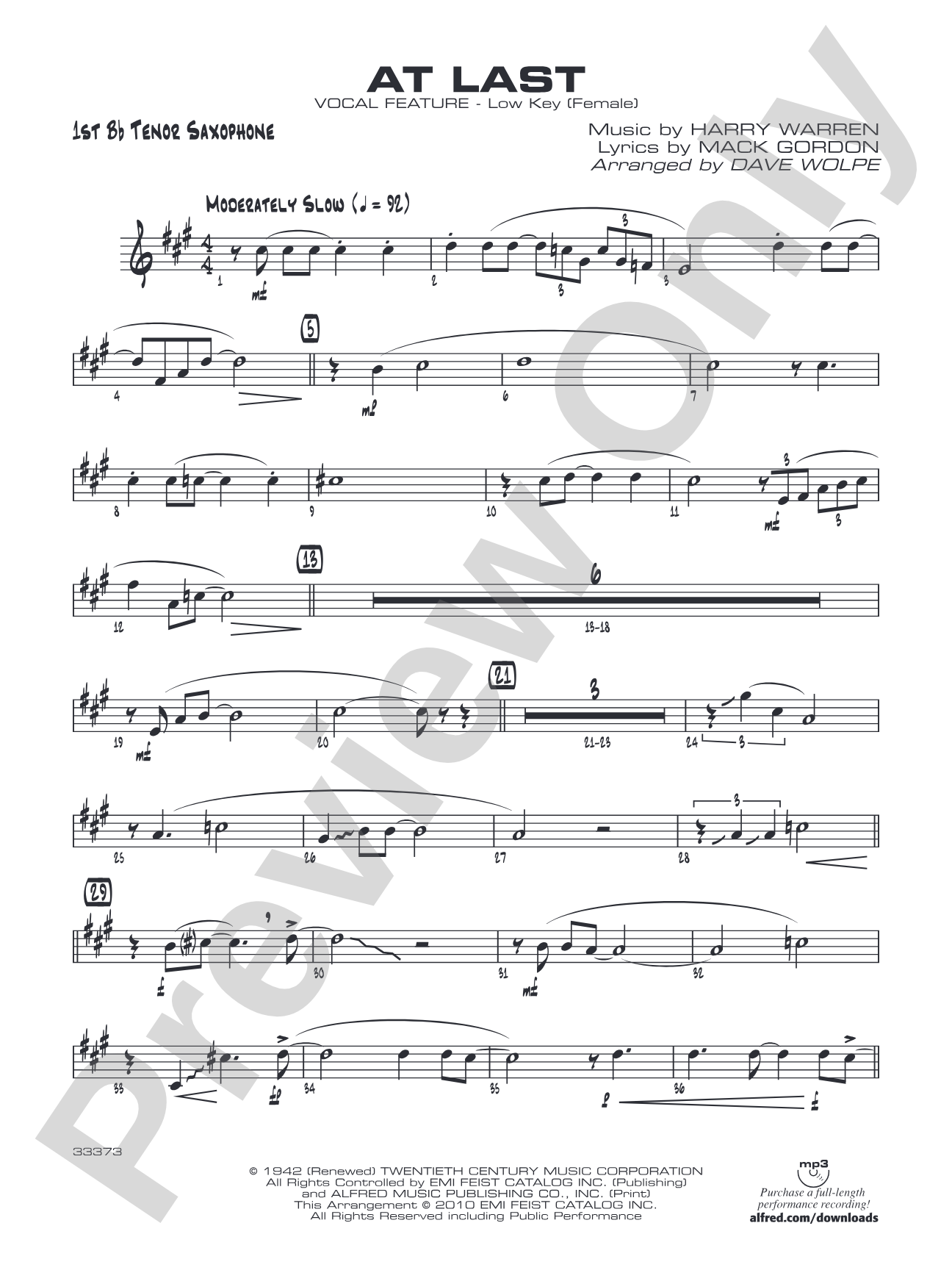 At Last: B-flat Tenor Saxophone