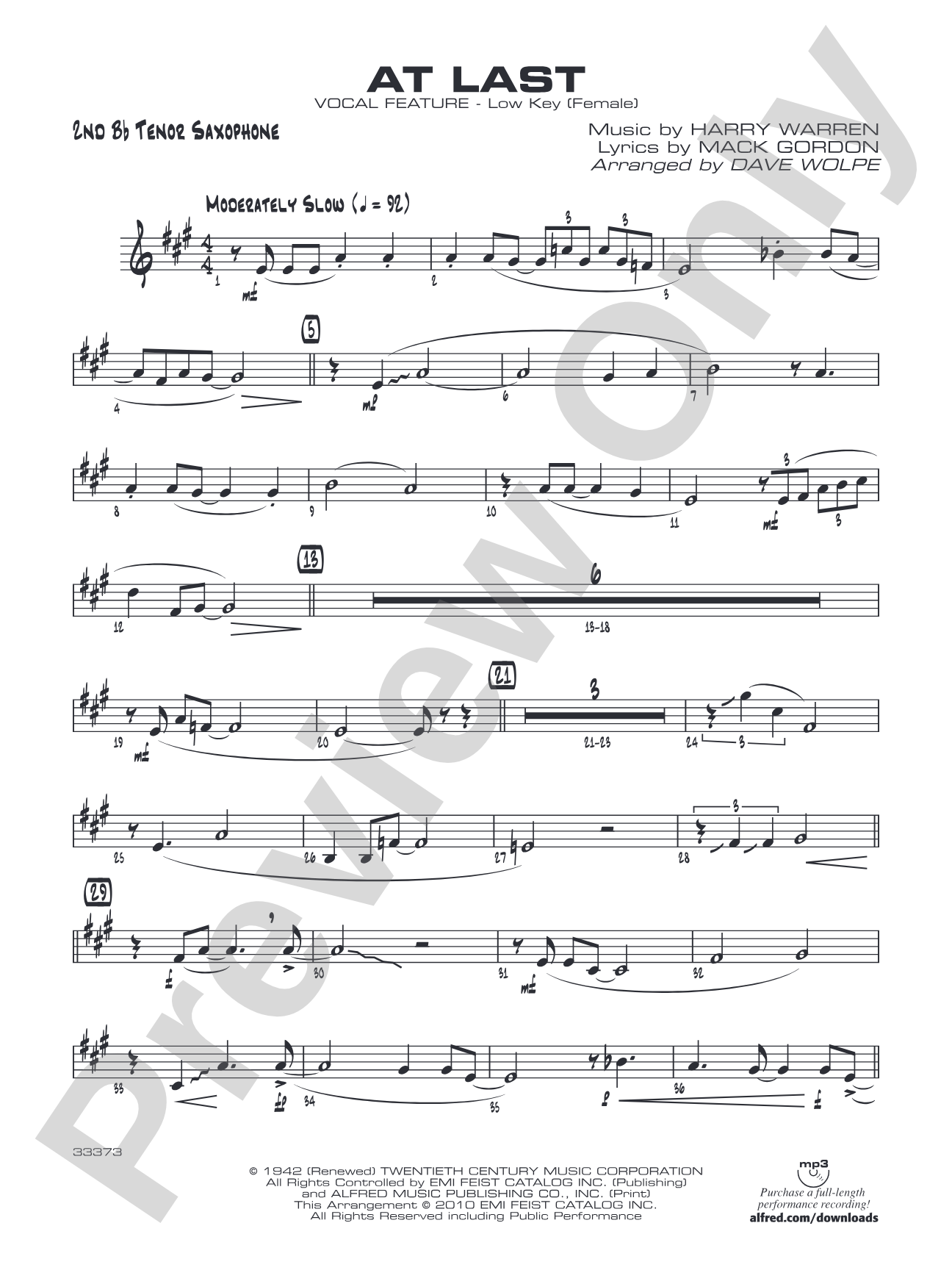 At Last: 2nd B-flat Tenor Saxophone