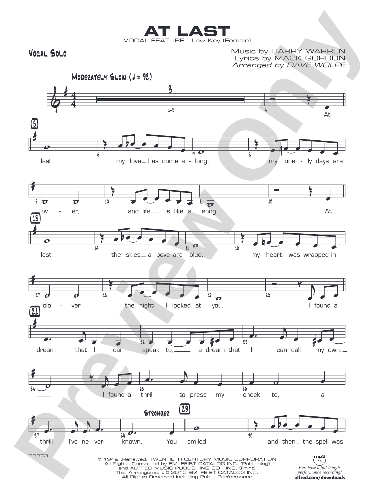 At Last: Vocal Solo