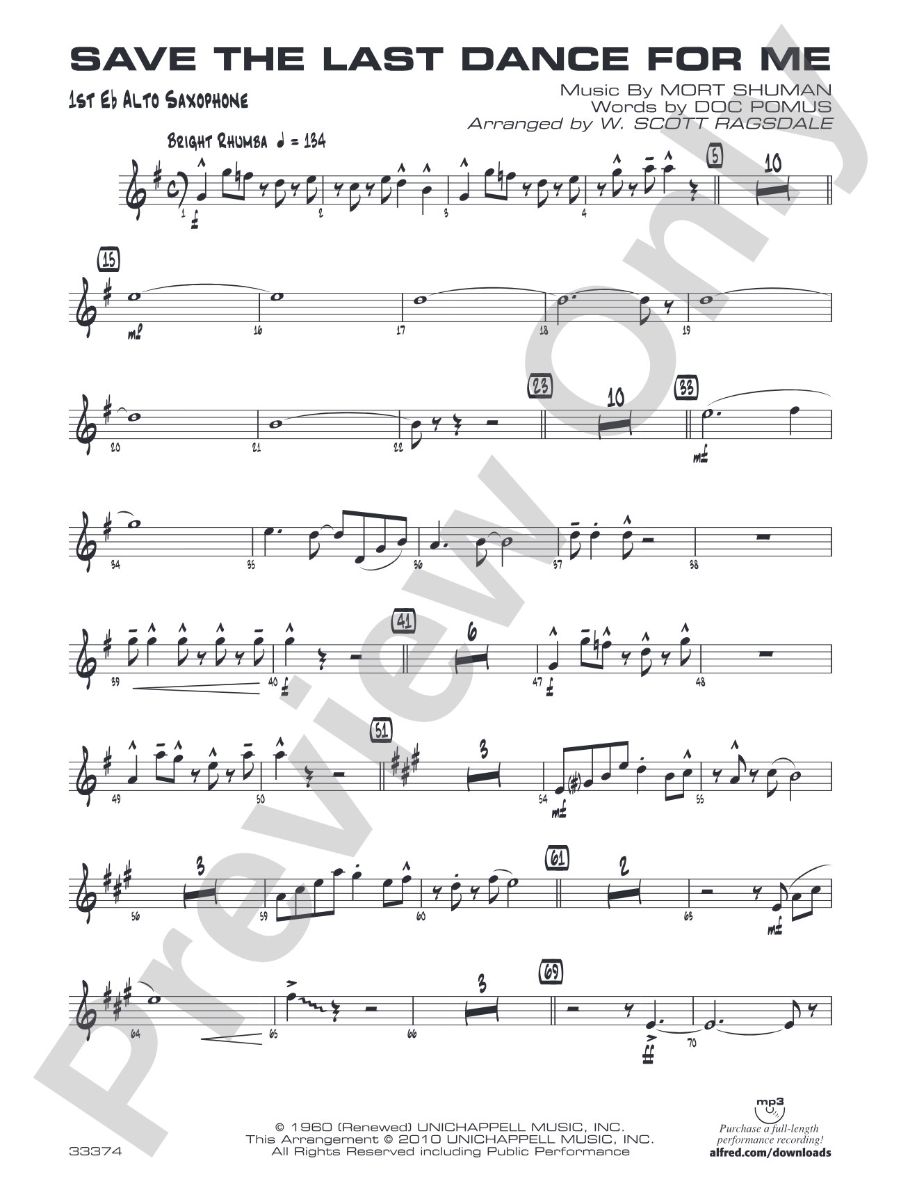 Save the Last Dance for Me: E-flat Alto Saxophone