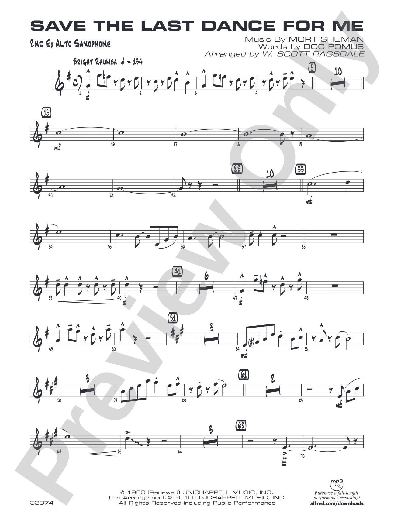 Save the Last Dance for Me: 2nd E-flat Alto Saxophone