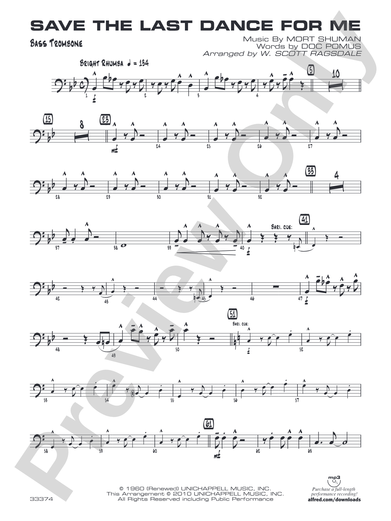 Save the Last Dance for Me: Bass Trombone