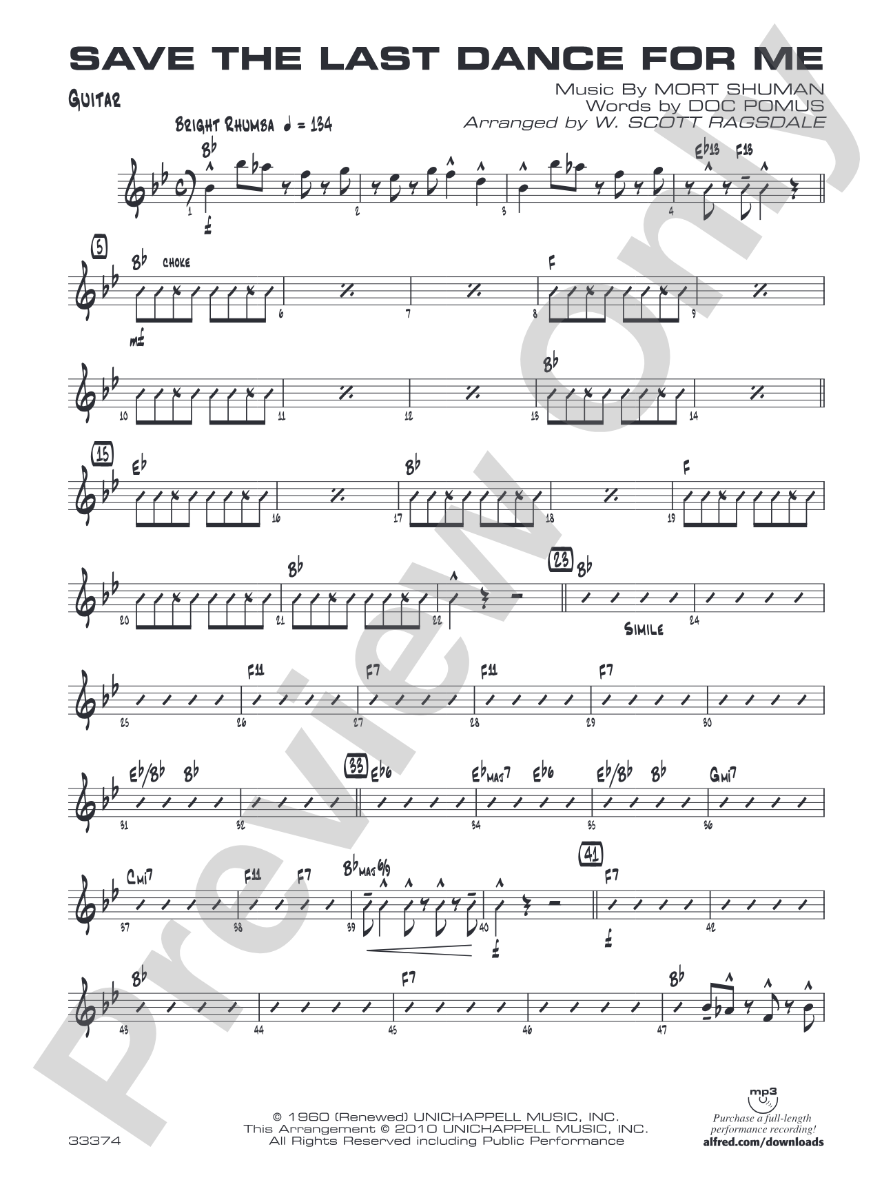 Save the Last Dance for Me: Guitar