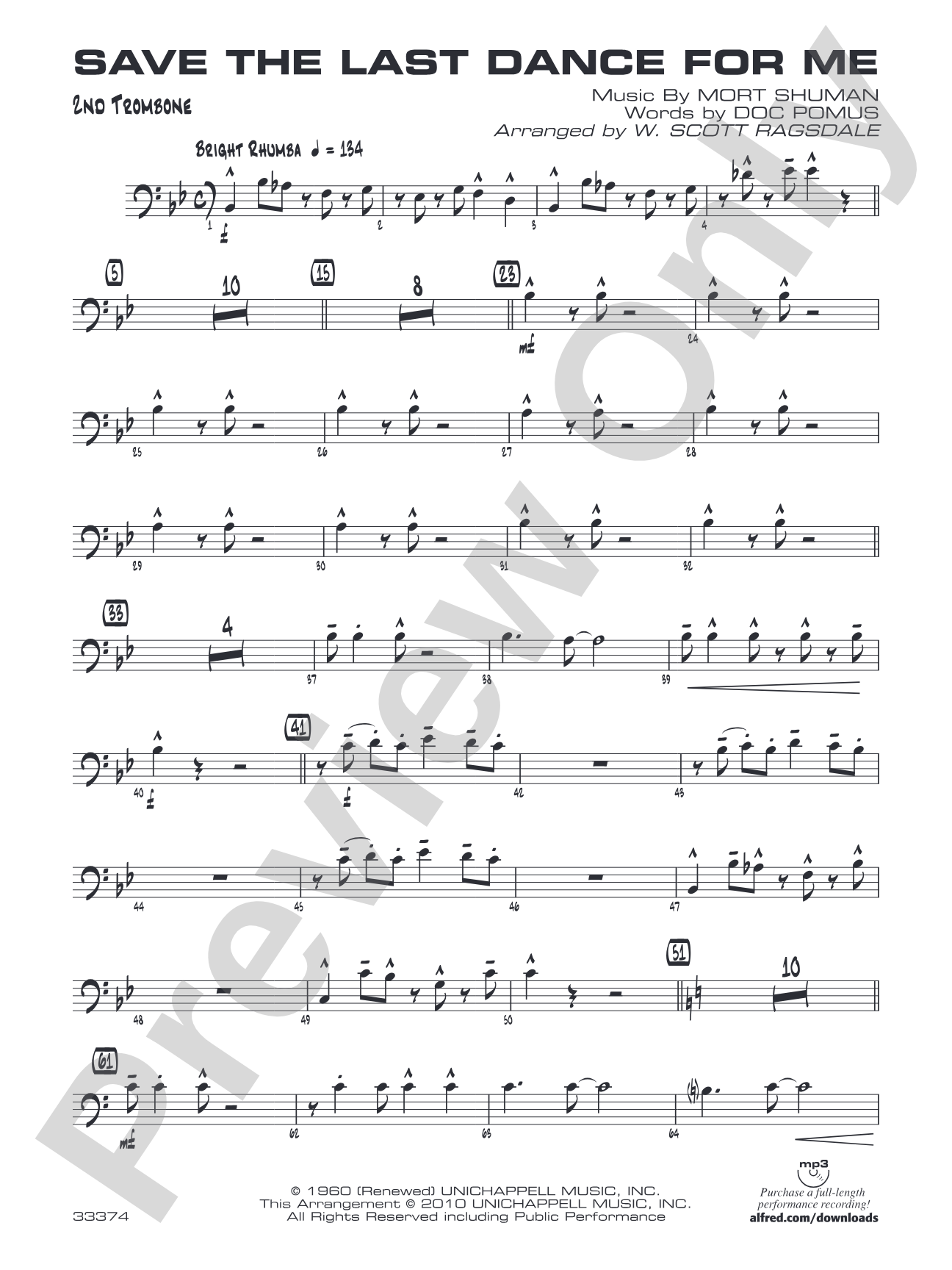 Save the Last Dance for Me: 2nd Trombone