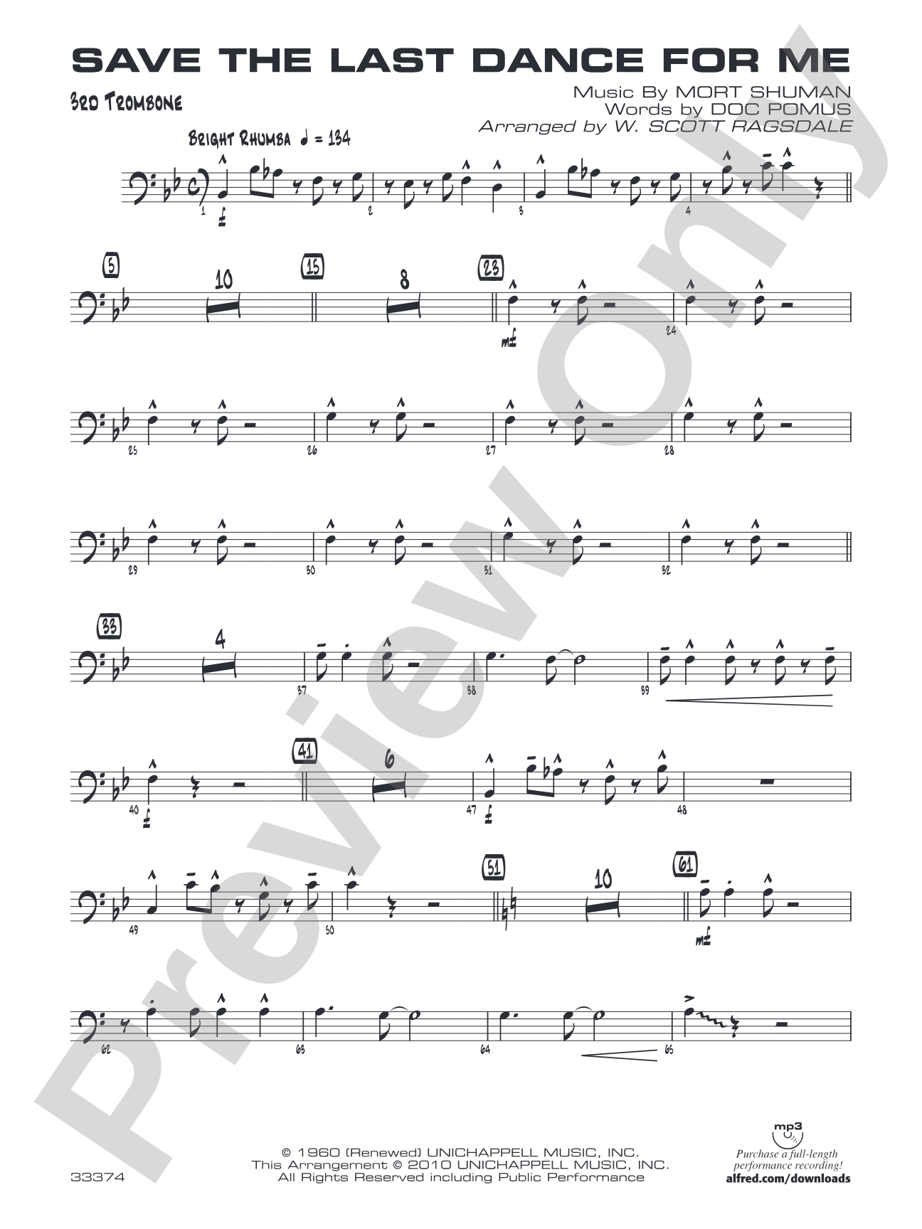 Save the Last Dance for Me: 3rd Trombone