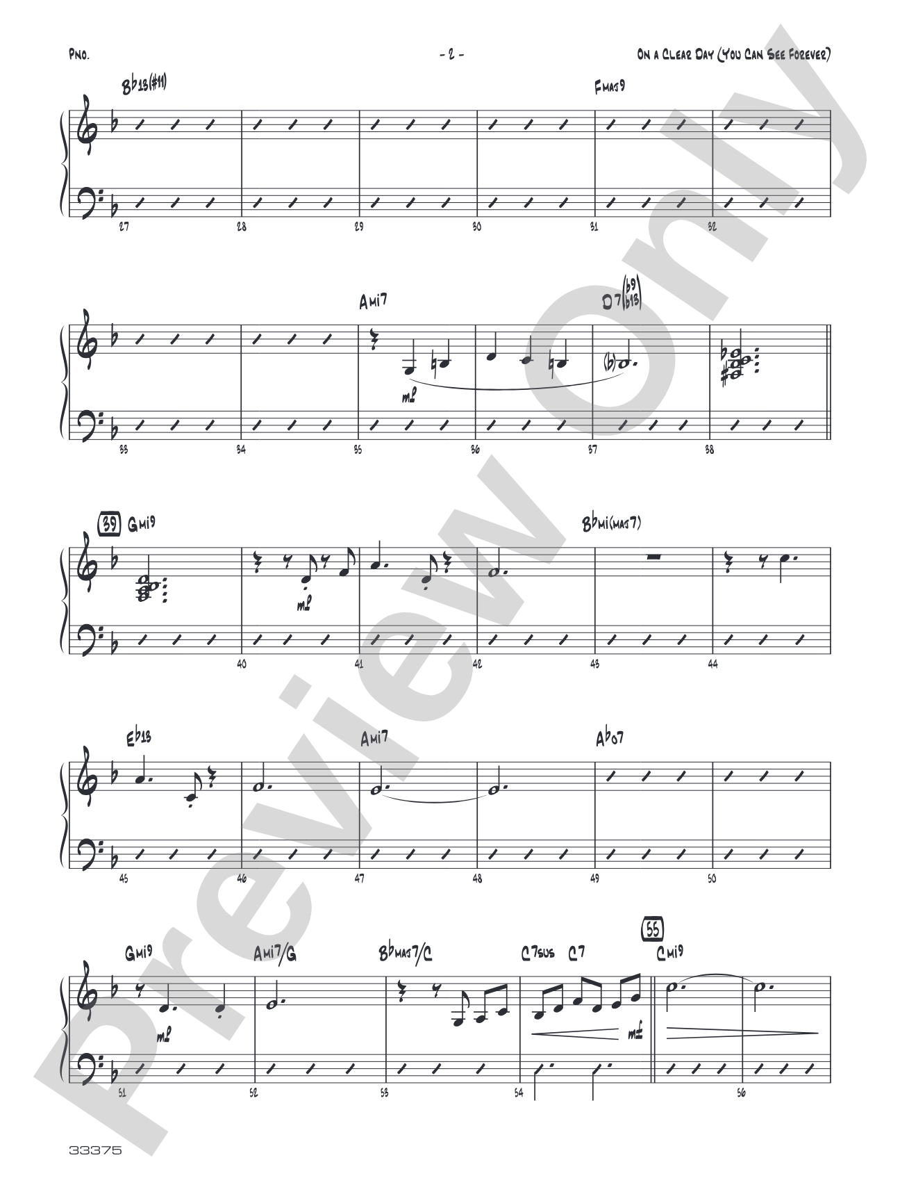 On a Clear Day (You Can See Forever): Piano Accompaniment